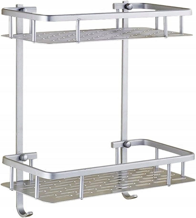 Aluminum Bathroom Wall Shelf 2 Level Hanging Shower Organizer Brand no brand