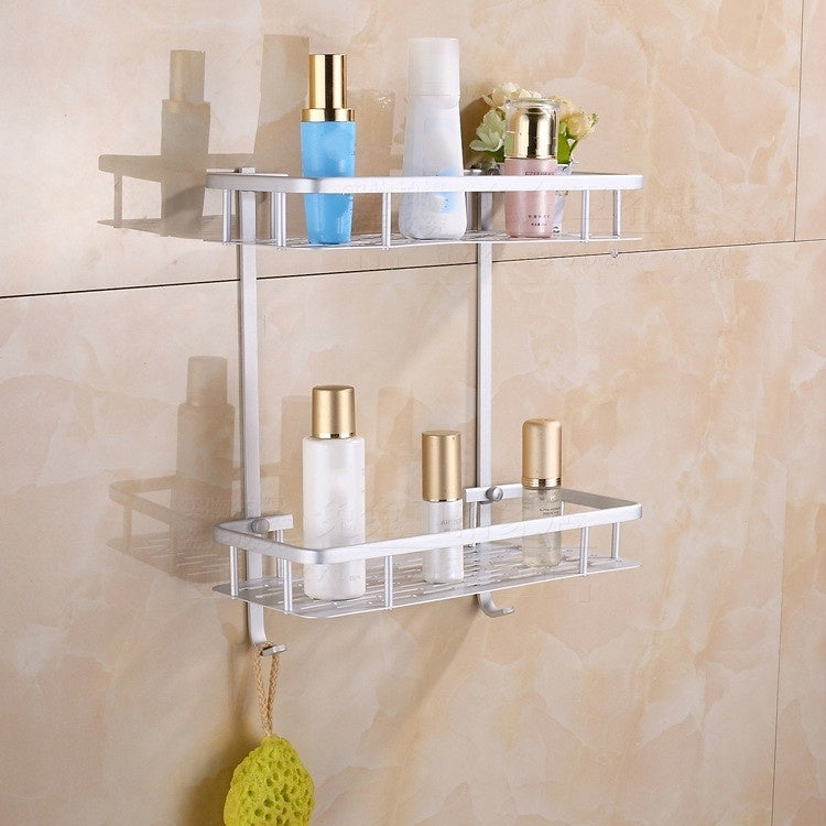Aluminum Bathroom Wall Shelf 2 Level Hanging Shower Organizer Furniture height 40 cm