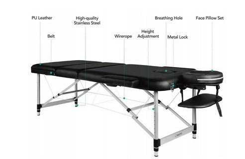 Aluminum Massage Folding Table Naipo black Frame material aluminum