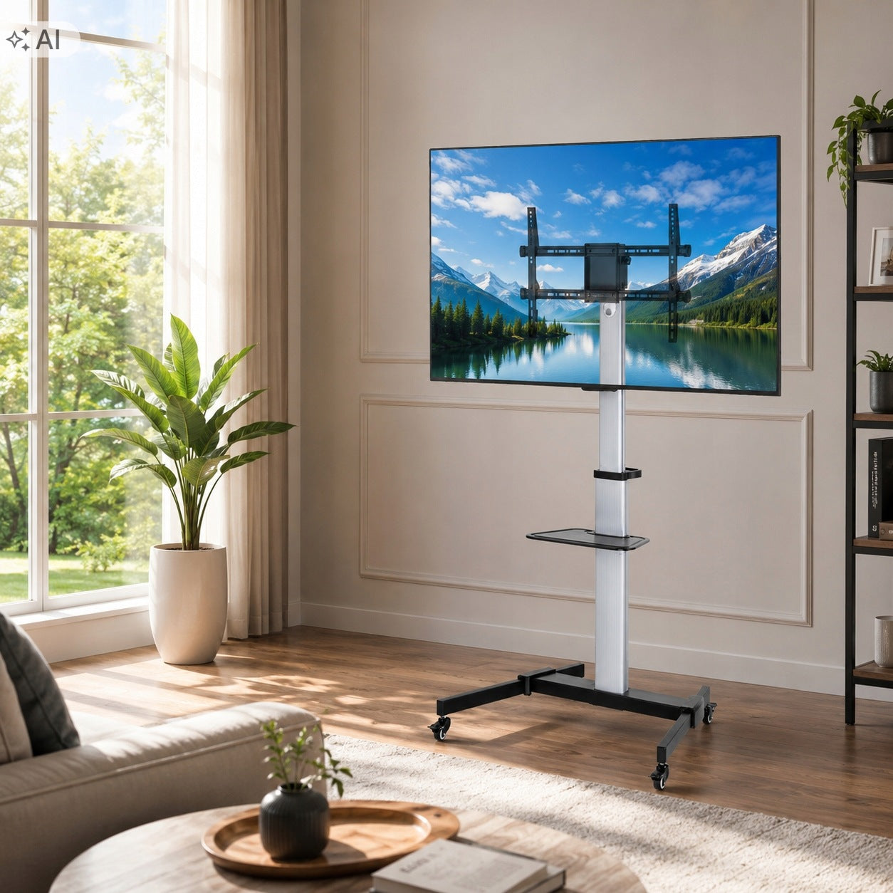 Aluminum Mobile TV Stand 37-86 Inch 50kg VESA 600x400 ART Packaging status original