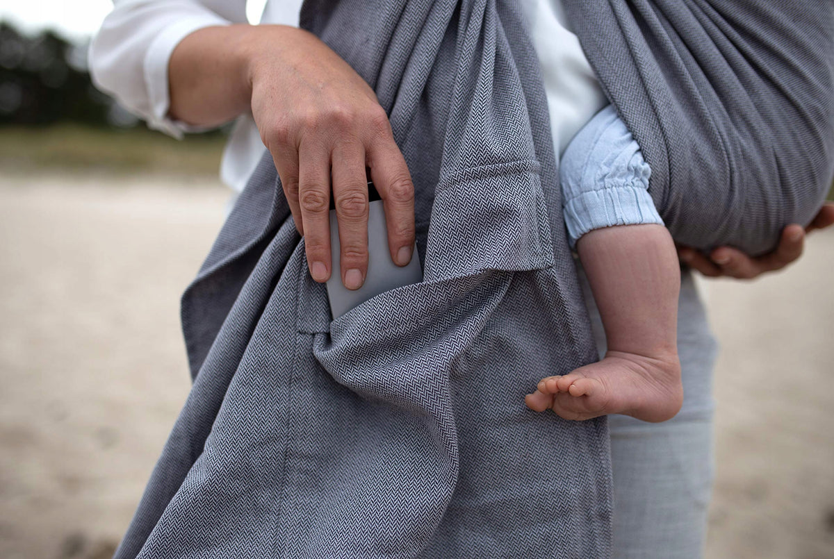 Amazonas Ring Sling Grey baby carrier scarf 180 cm herringbone