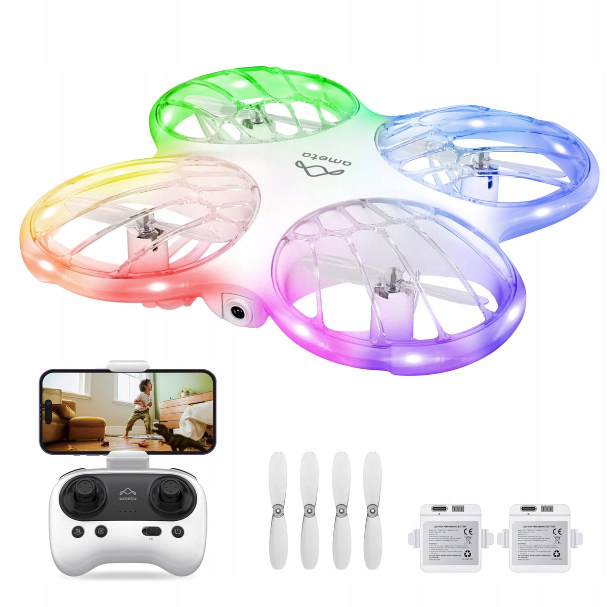 Ameta RC Drone With 1080P HD FPV LED Camera For Kids