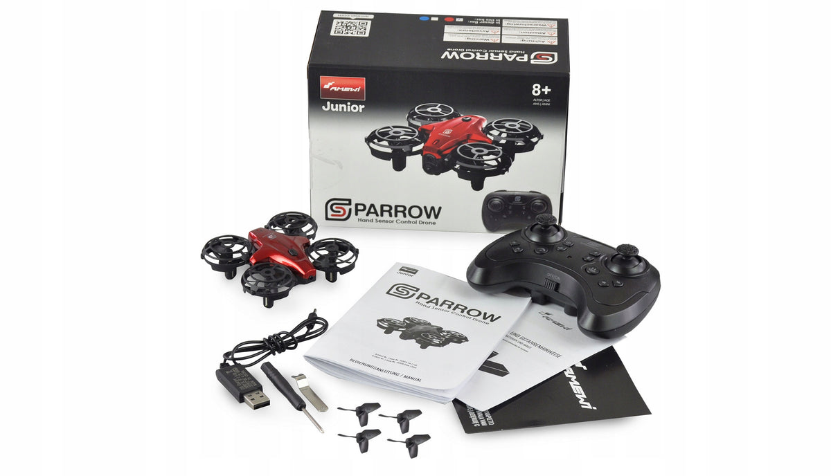 Amewi RC mini dron Sparrow se senzory proti nárazu červený Model 25324