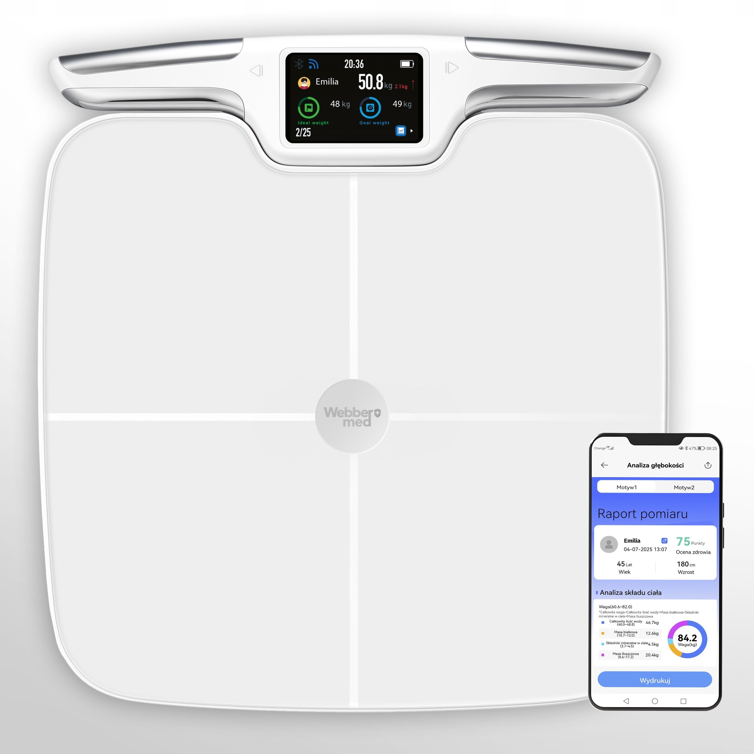 Analytical Bathroom Scale 57 Parameters Apple Health, Google Fit, WIFI