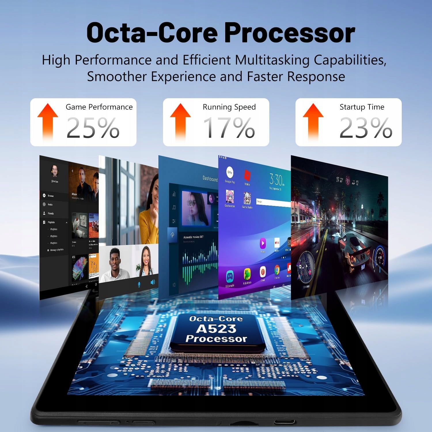 Android 14 Octa-Core Tablet 8GB RAM+64GB ROM Expandable to 1TB Bluetooth Manufacturer code XHHC10BK-RC