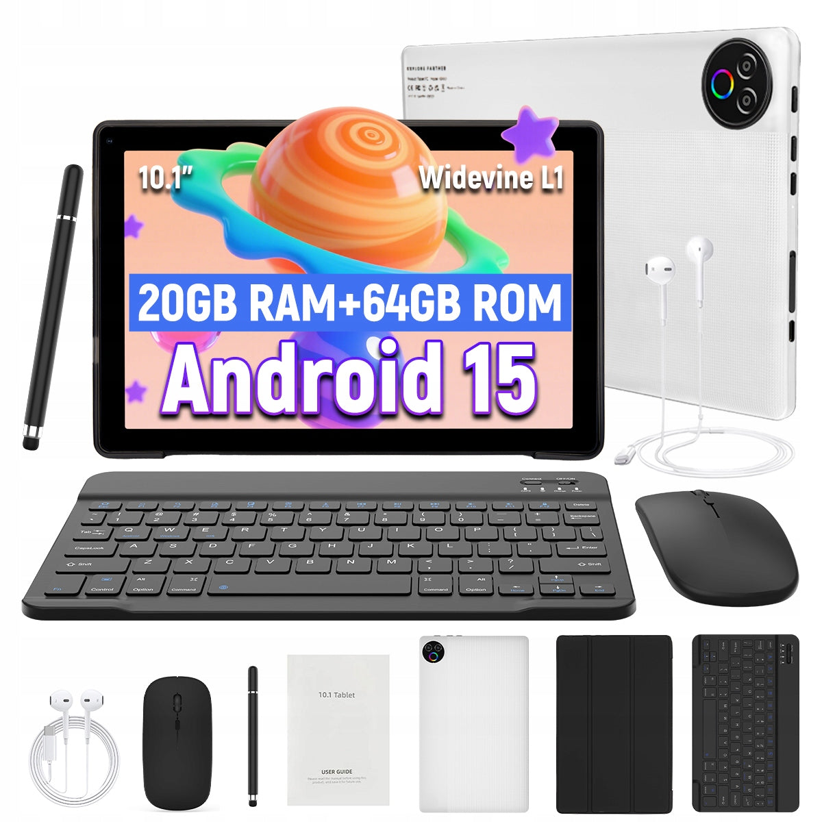 Android 15 2-in-1 Tablet 10“ 20GB+1TB expand Keyboard Case& Stylus Mouse
