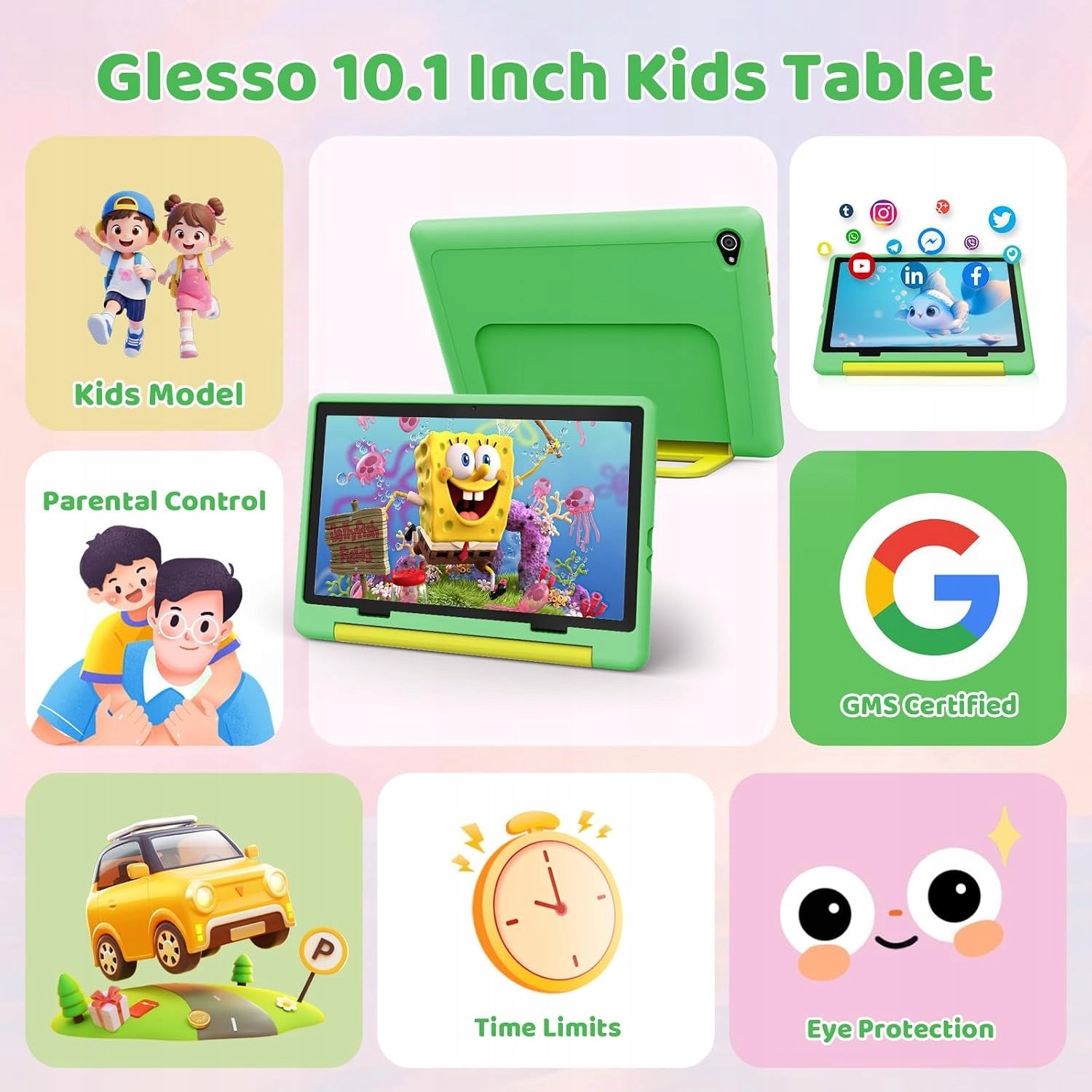 Android 16 Kids Tablet 10" 24GB+64GB WIFI 6 Educational With Case for Study Manufacturer code TJKB1028GNRC2