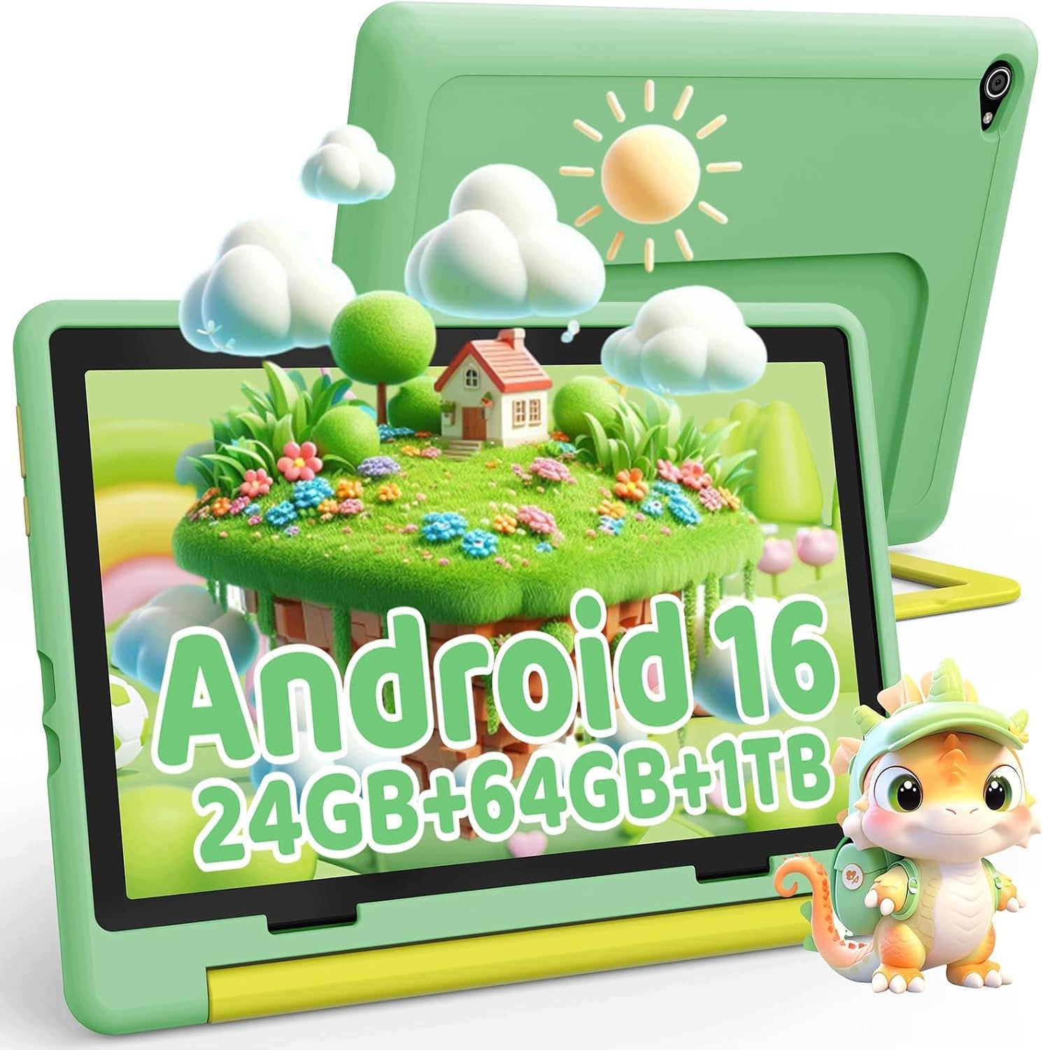 Android 16 Kids Tablet 10" 24GB+64GB WIFI 6 Educational With Case for Study