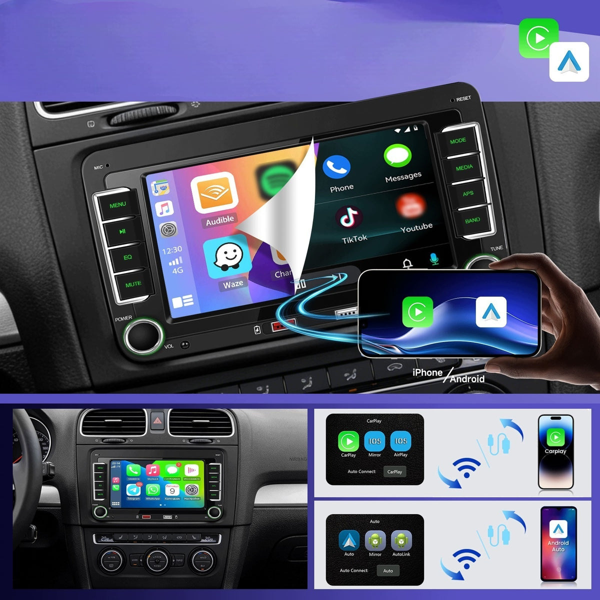 Android Auto CarPlay VW PASSAT CADDY GOLF TOURAN TOURAN Packaging status original