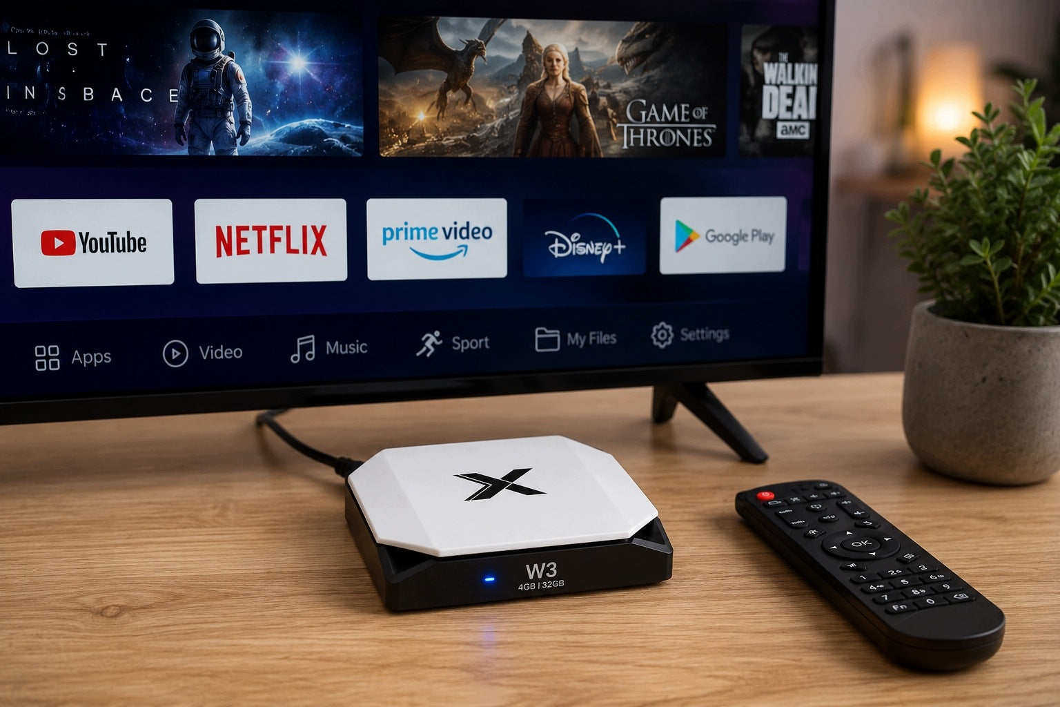 Android TV Box W3 4GB 32GB Android 11 Smart TV 4K WiFi HDMI Remote Packaging status original