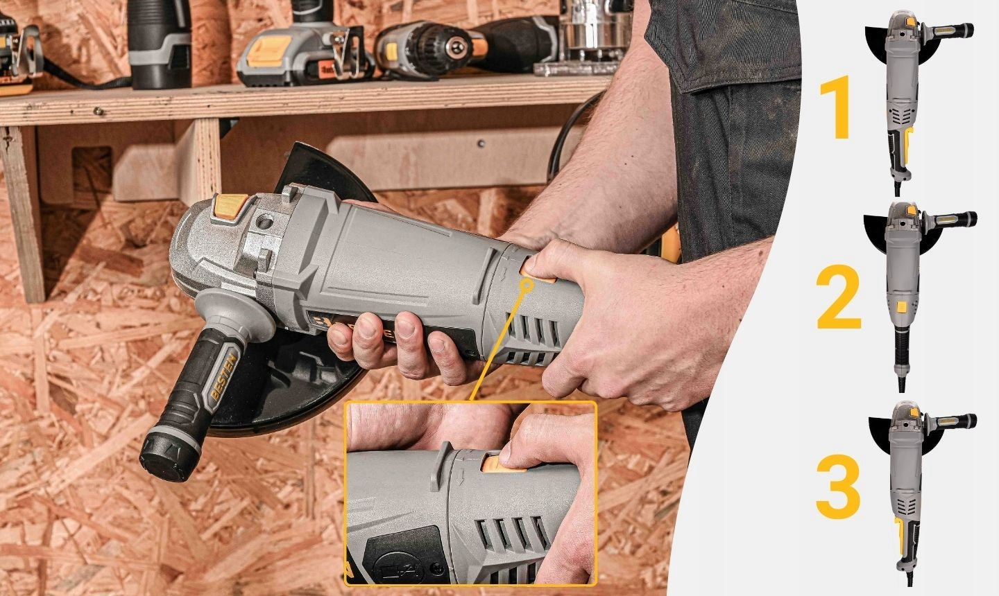 Angle Grinder 230mm DIAX Angle Grinder 2400W Free Start Strong Handle BESTEN Brand BESTEN