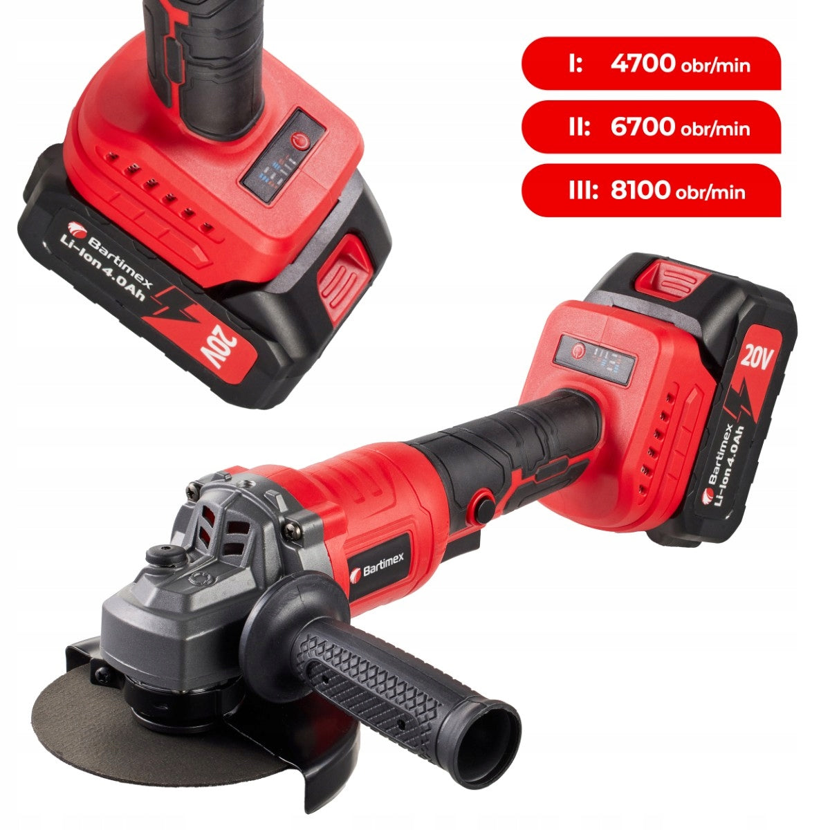 Angle Grinder Cordless Brushless 2x 4,0Ah Rubber Angle Diax Power supply type rechargeable battery