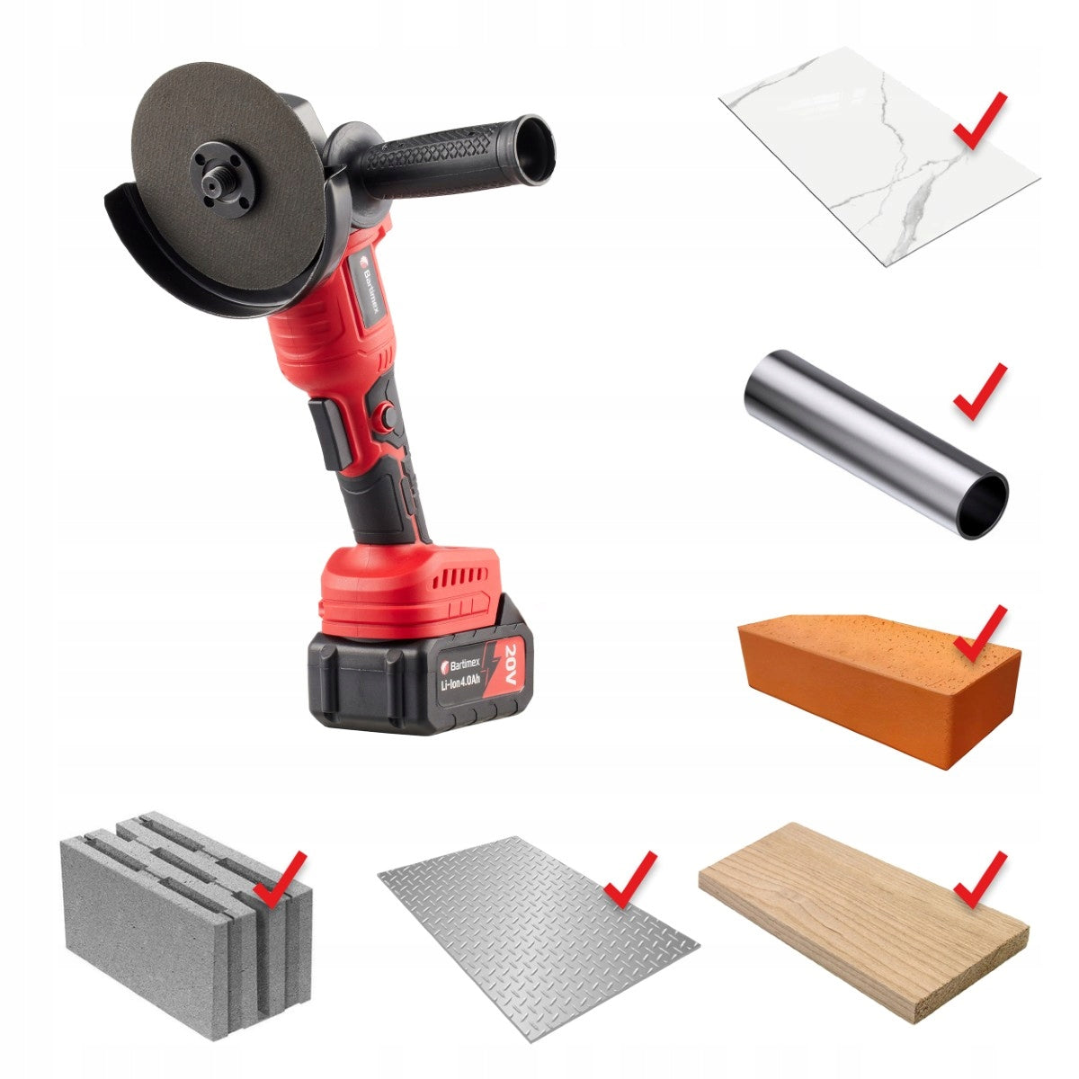 Angle Grinder Cordless Brushless 2x 4,0Ah Rubber Angle Diax Supply voltage 20 V