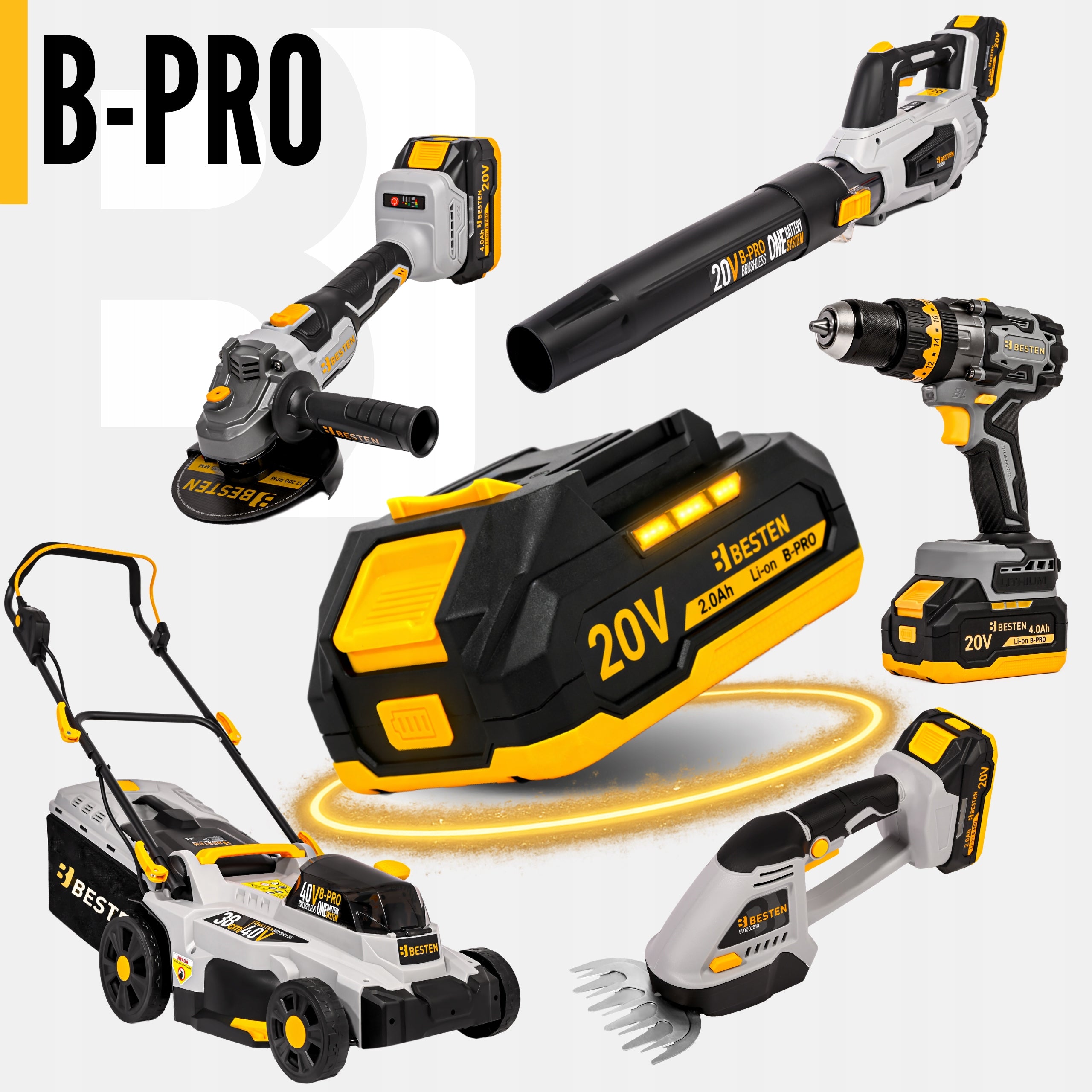 Angle Grinder Cordless Brushless Angle Diax 2XAku 4Ah SET Manufacturer code Szlifierka kątowa BESTEN B-PRO BE-2851