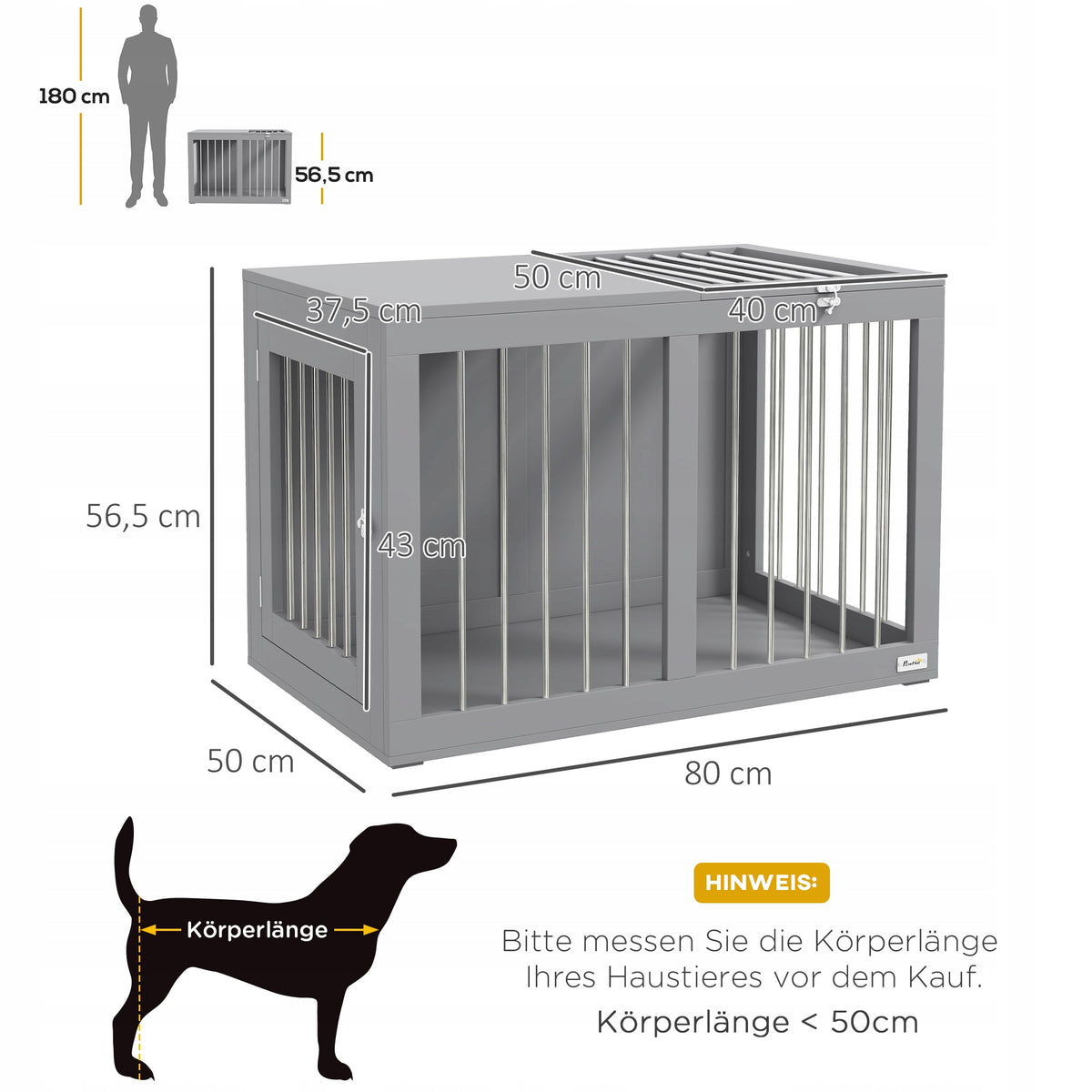Animal Dog Cage Grey with Door Playpen Buda Cottage 80x50x56,5cm Manufacturer code D02-136V00GY