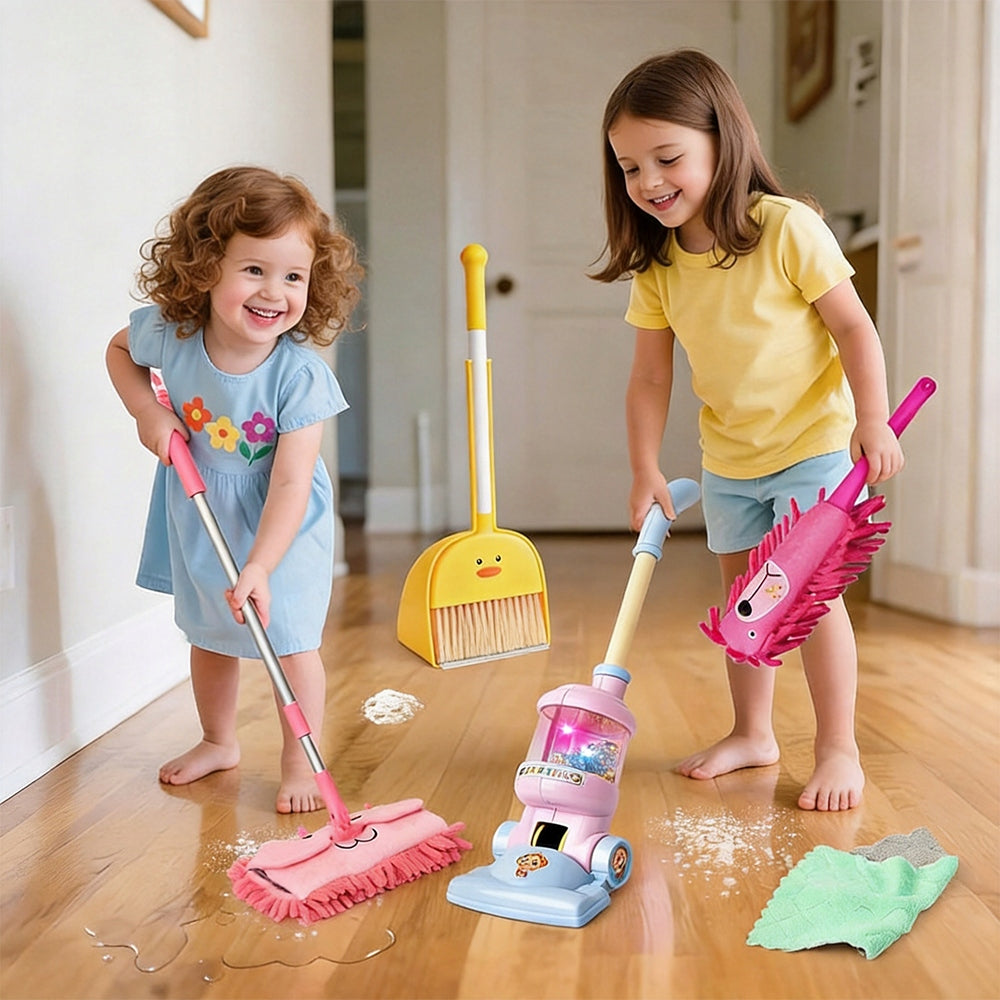Animal Theme Cleaning Toy Set Vacuum Cleaner Mop For Kids Brand Bedee