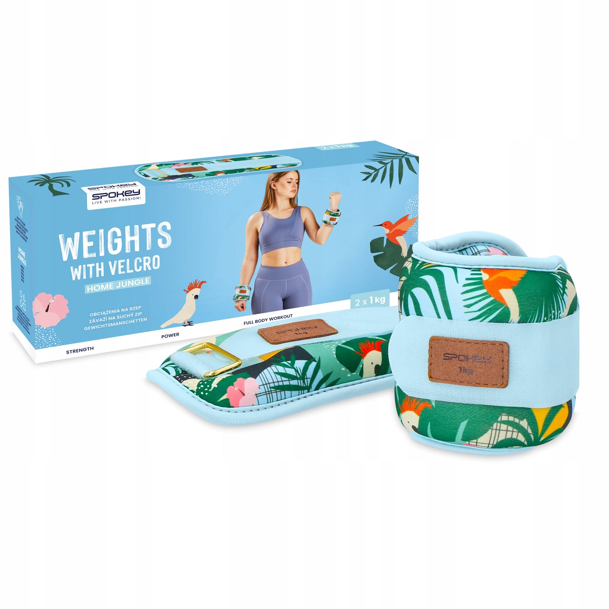 Ankle Weight Wrists Leg Weights with Velcro 2x 1kg Jungle