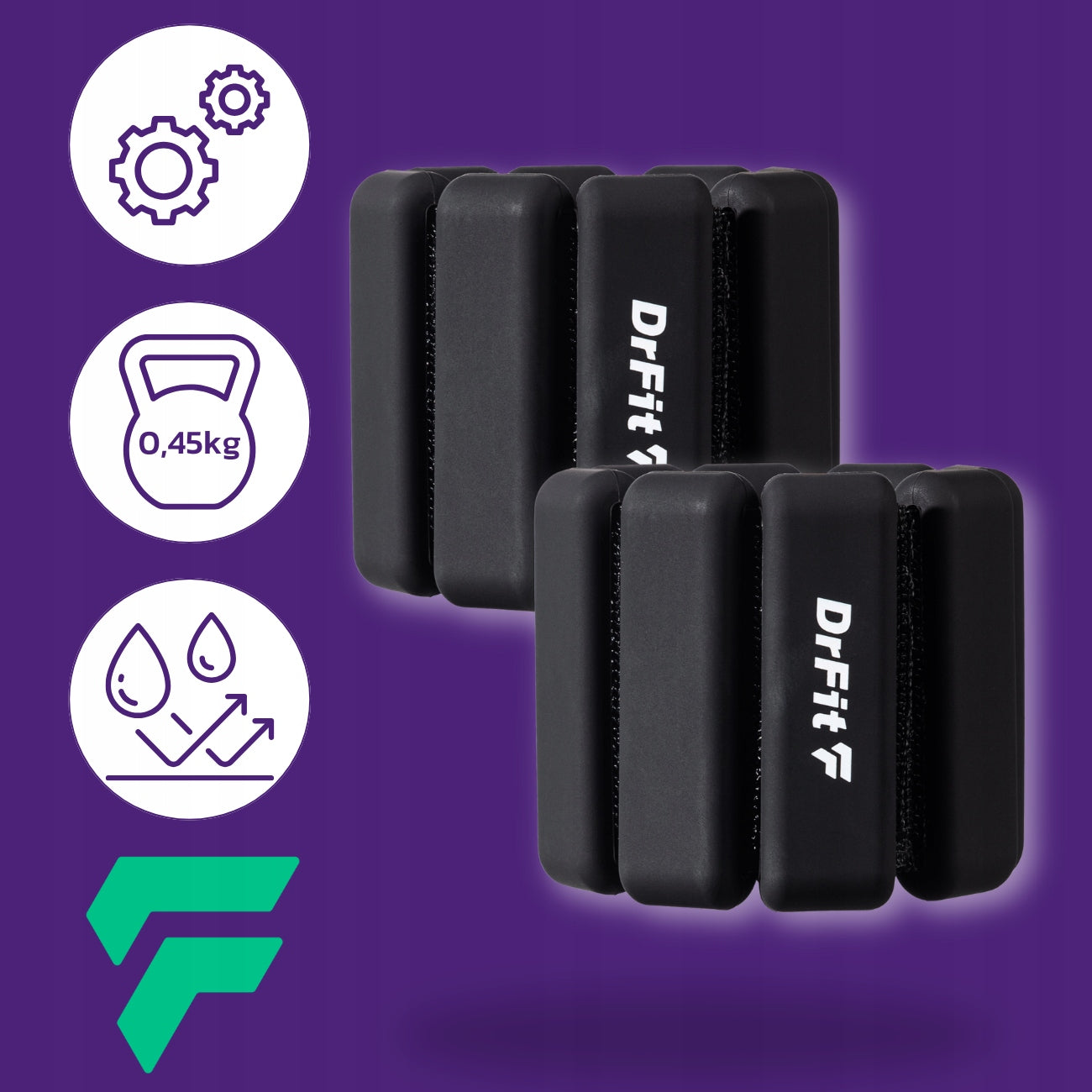 Ankle Weights Wrists for Exercise Adjustable 2x 0,45 kg Black Color black