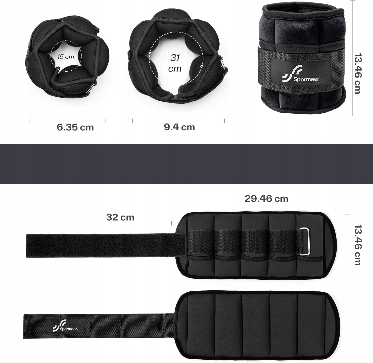 Ankle weights, adjustable wrists 2pcs 2x1.6 kg (total 3,2 kg) Weight (mass) 1.6 kg