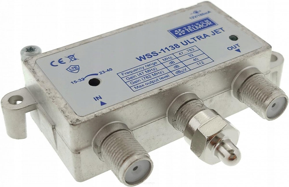 Antenna amplifier WSS-1138 ULTRA JET DVB-T2 38dB LTE Telkom-Telmor Packaging status original