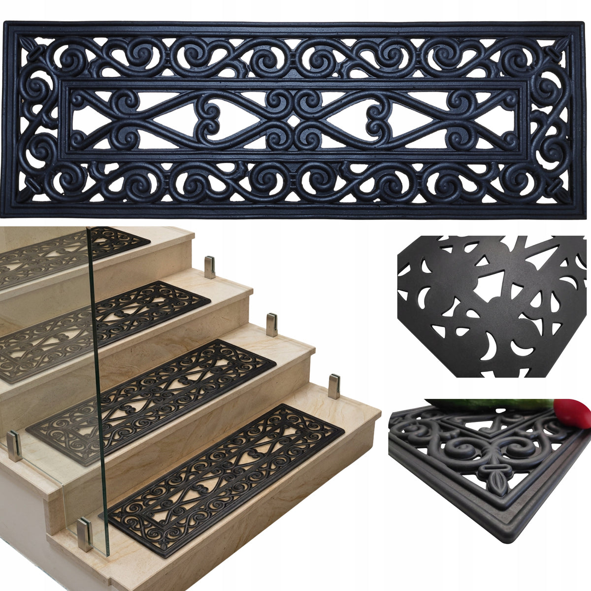 Anti-Slip Overlays for Stairs Openwork Mats Rubber Decorative Universal