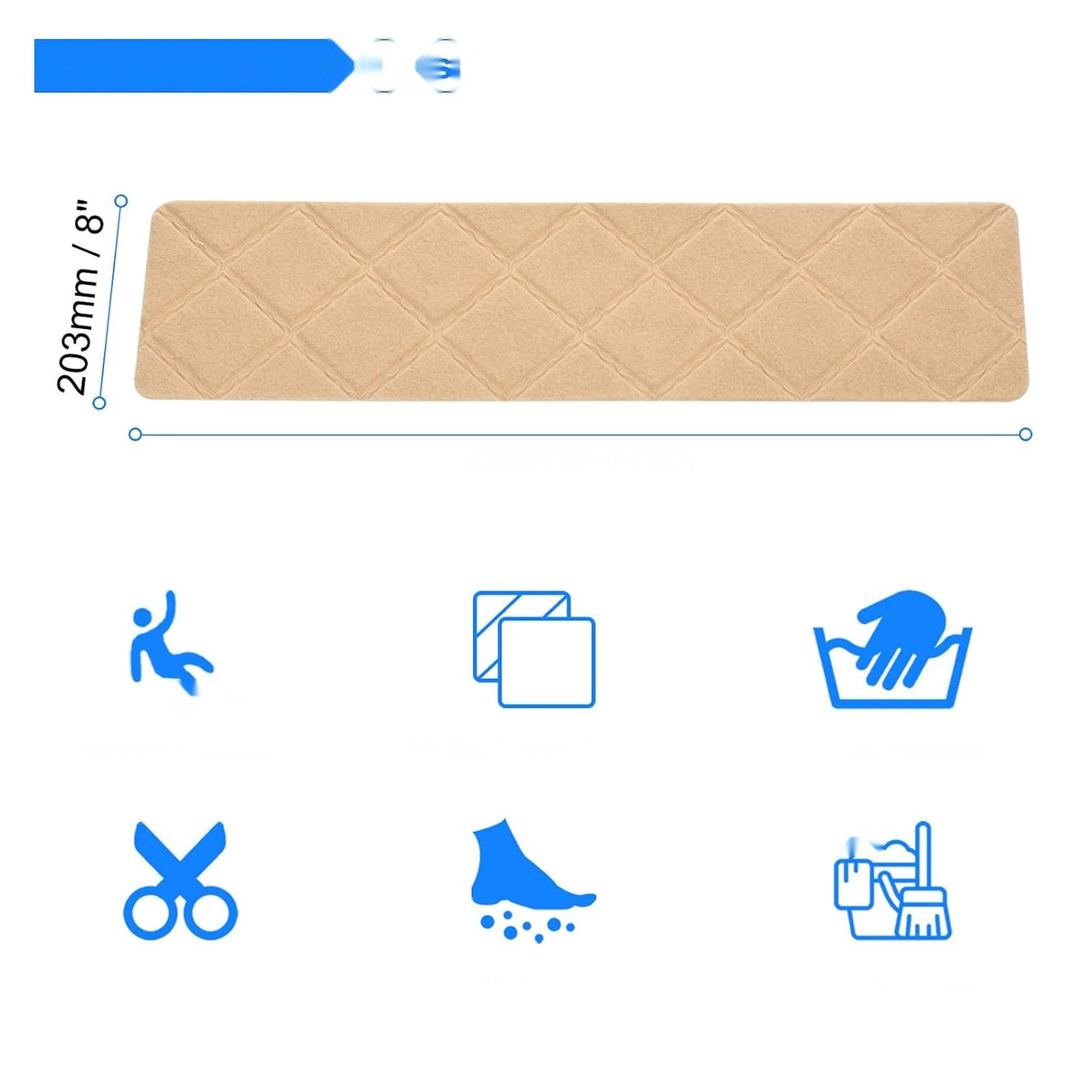 Anti-Slip Stair Mat Set of 10 Pieces 20x70cm Beige Rug Packaging status original