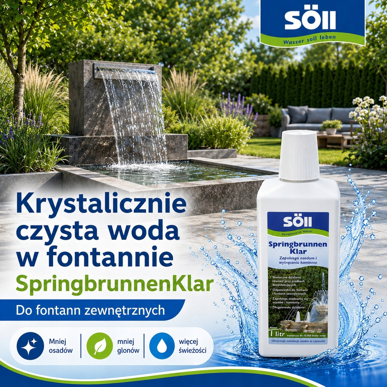 Anti-algae agent for fountain SÖLL SpringbrunnenKlar 500ml /5.000L Packaging status original