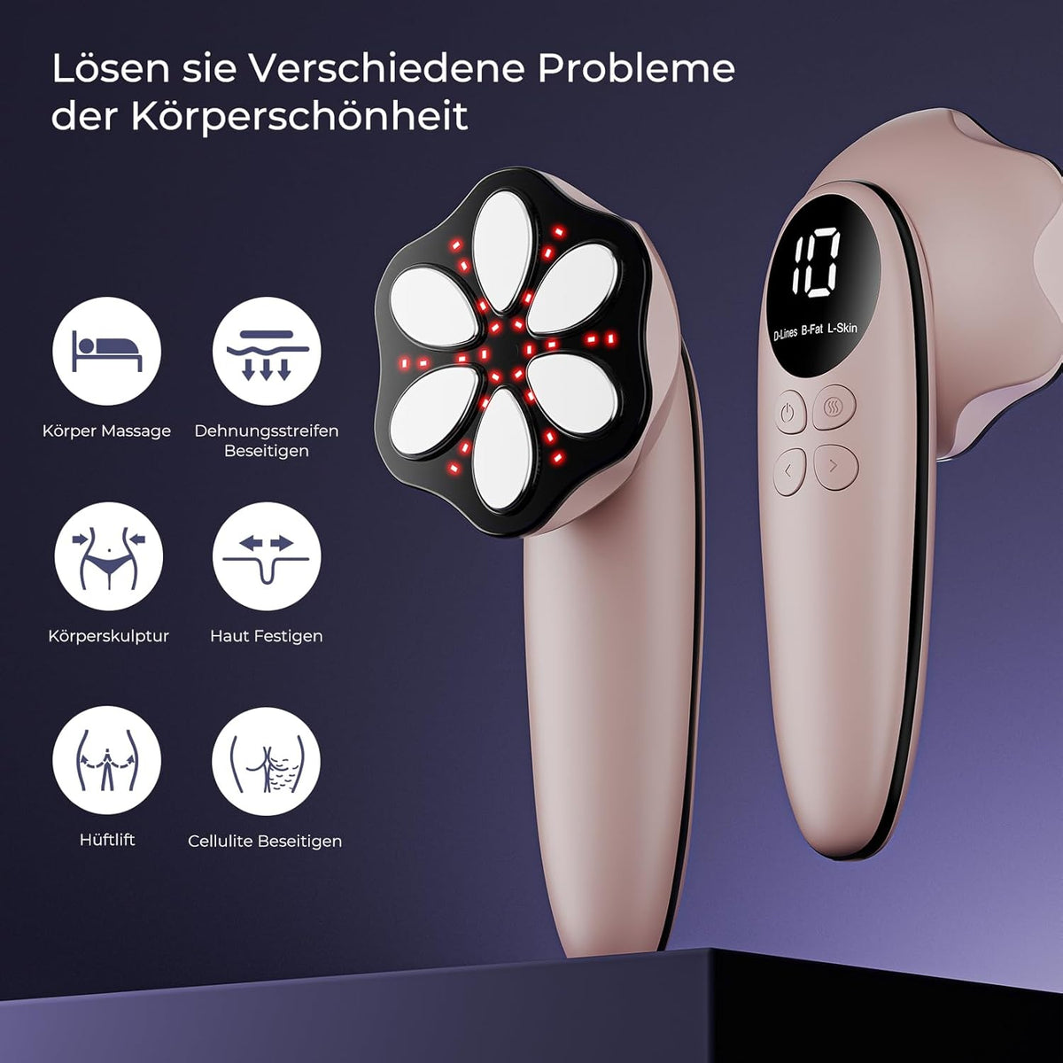 Anti-cellulite massager with 6 massage heads for abdomen, waist, shoulders Manufacturer code HS4467