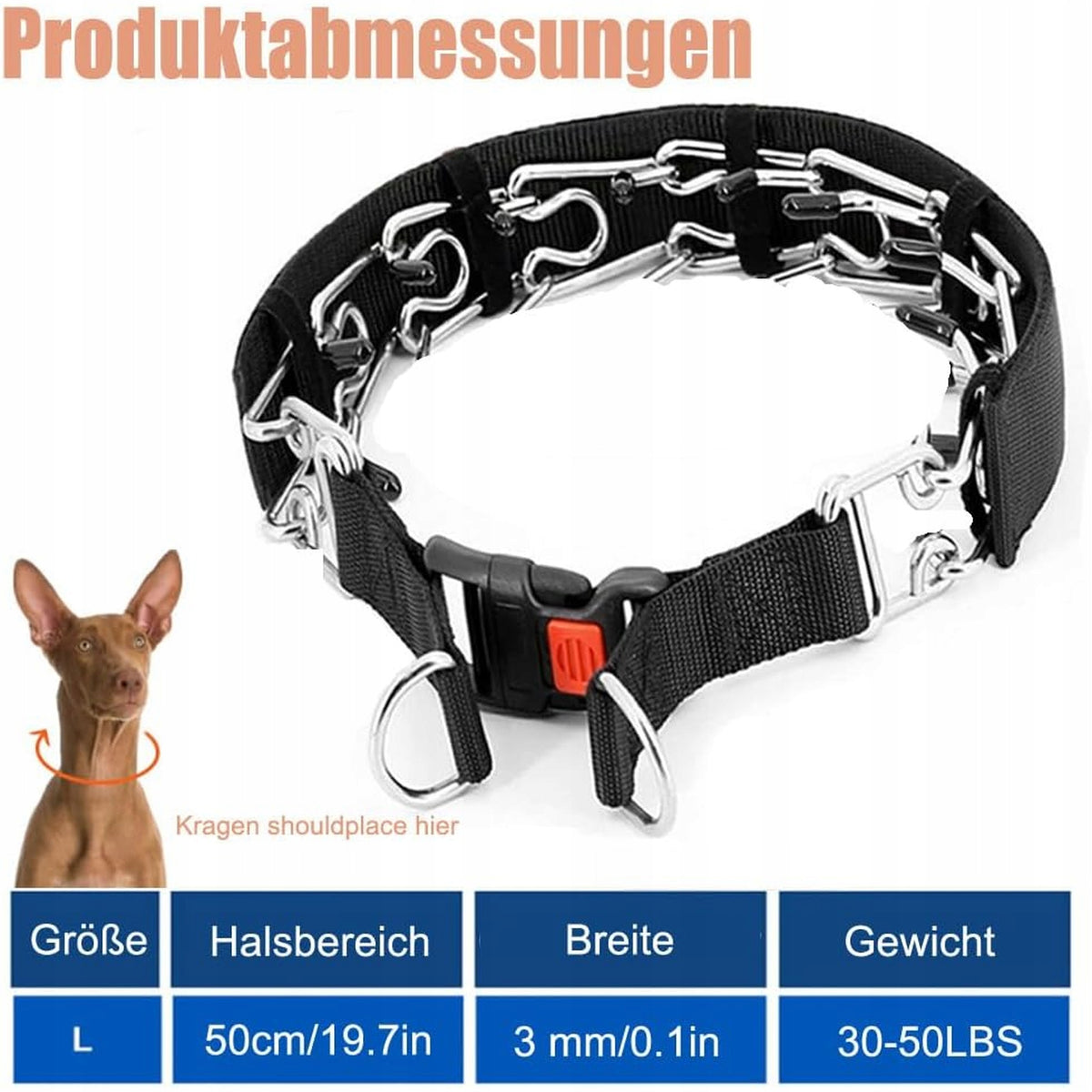 Anti-hook collar Choke chain for training dogs Manufacturer code E0159