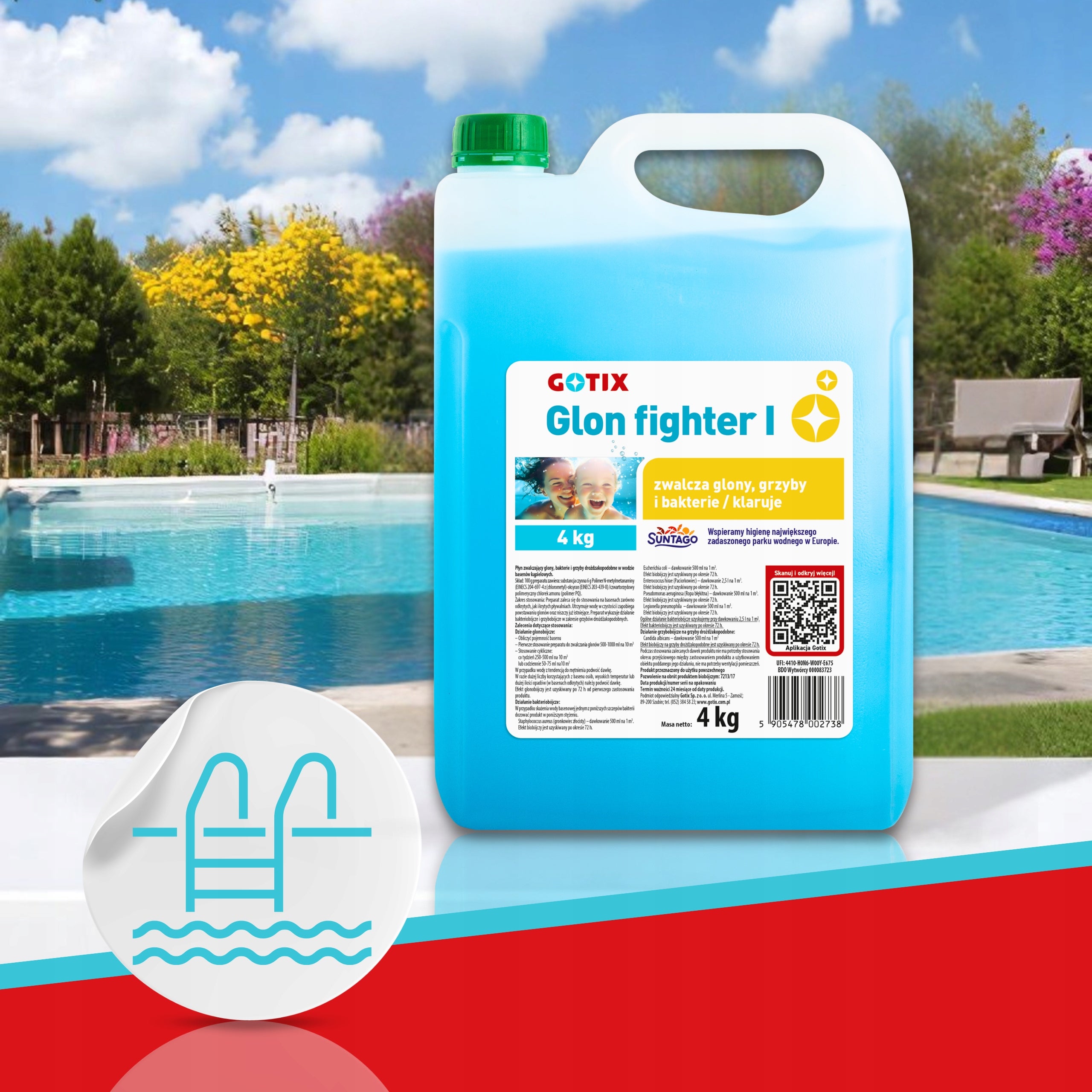 Antyglon Strong Agent against Algae in the Pool Jacuzzi SPA Algae Chemicals 4L Brand Gotix