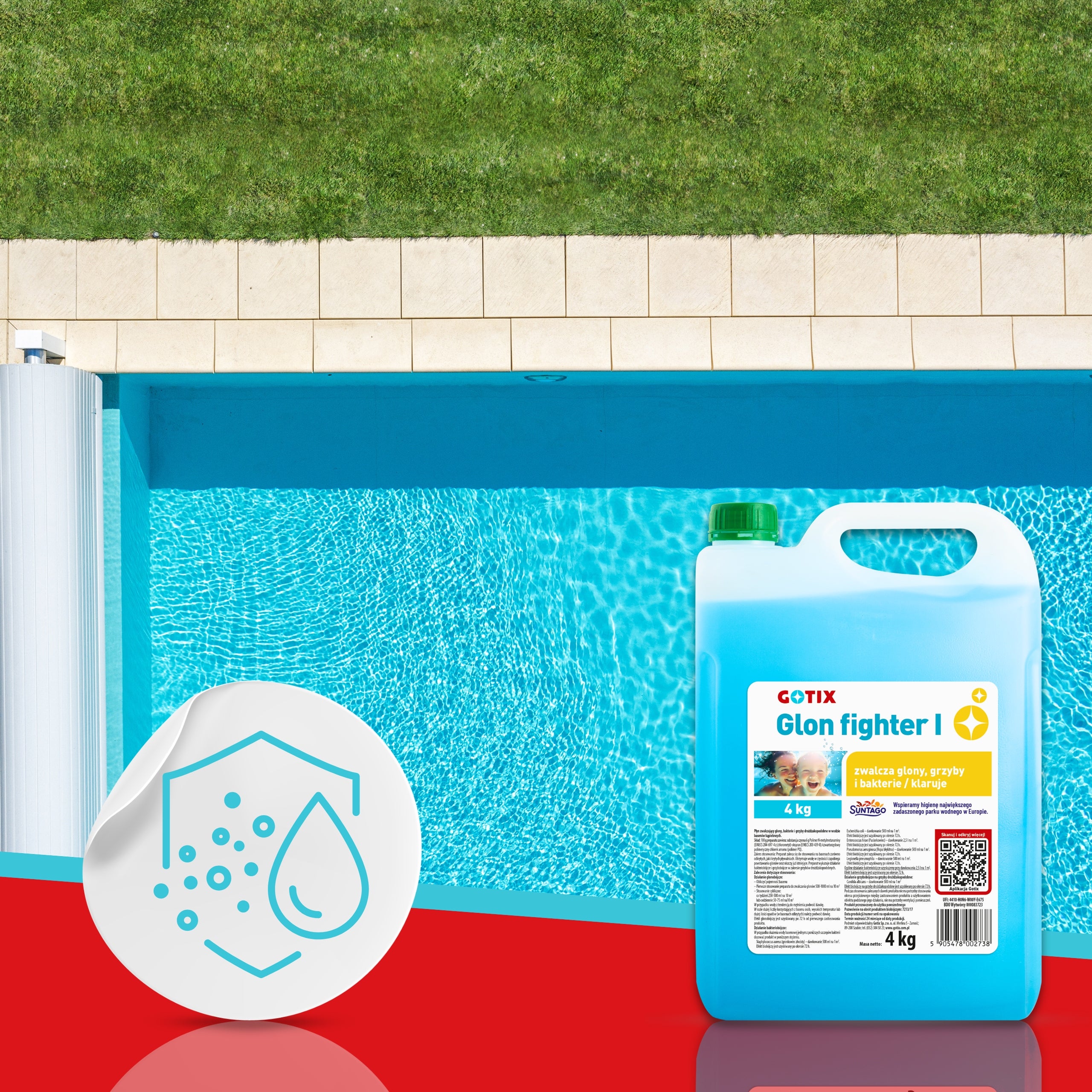 Antyglon Strong Agent against Algae in the Pool Jacuzzi SPA Algae Chemicals 4L Kind anti-algae agent