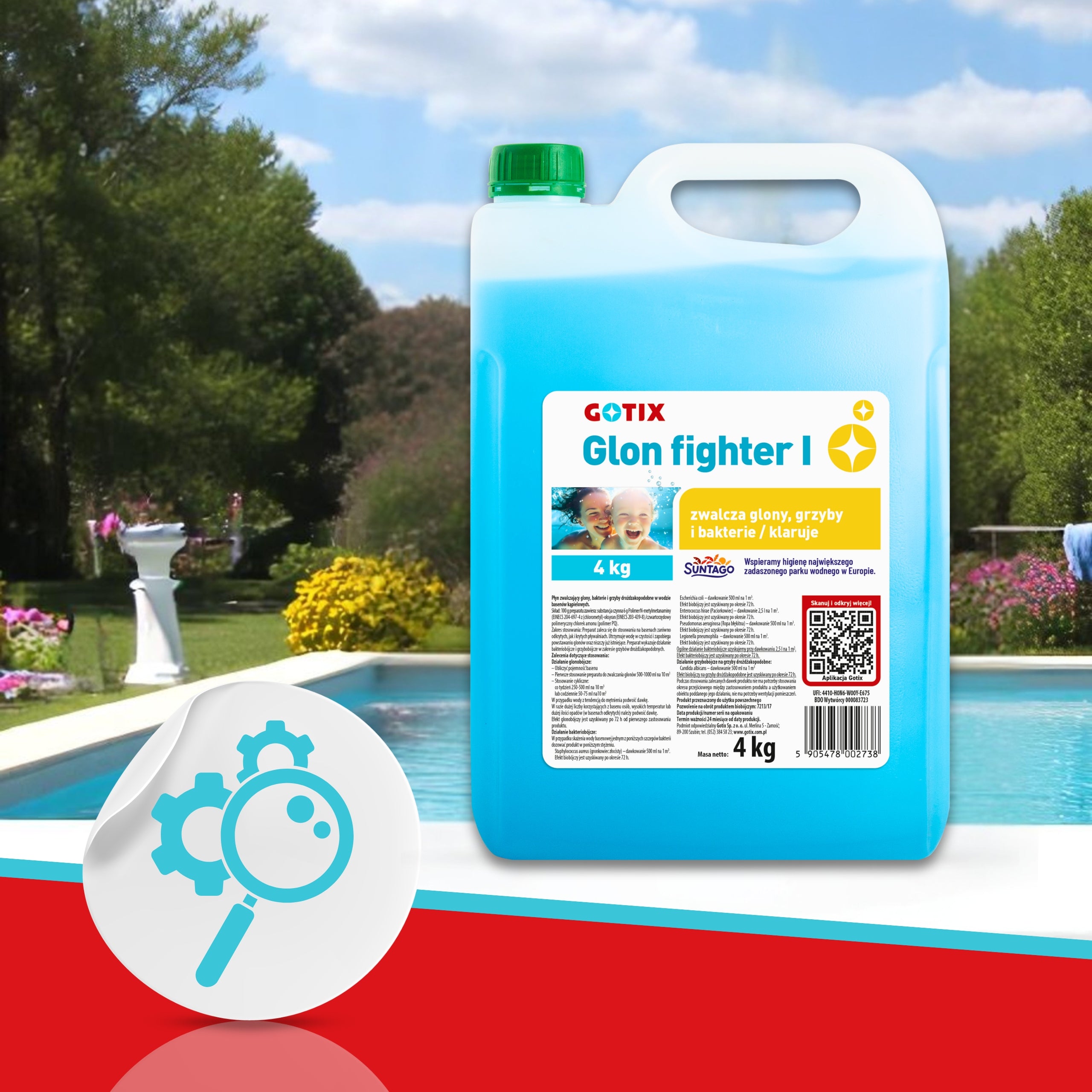 Antyglon Strong Agent against Algae in the Pool Jacuzzi SPA Algae Chemicals 4L Weight 4 kg