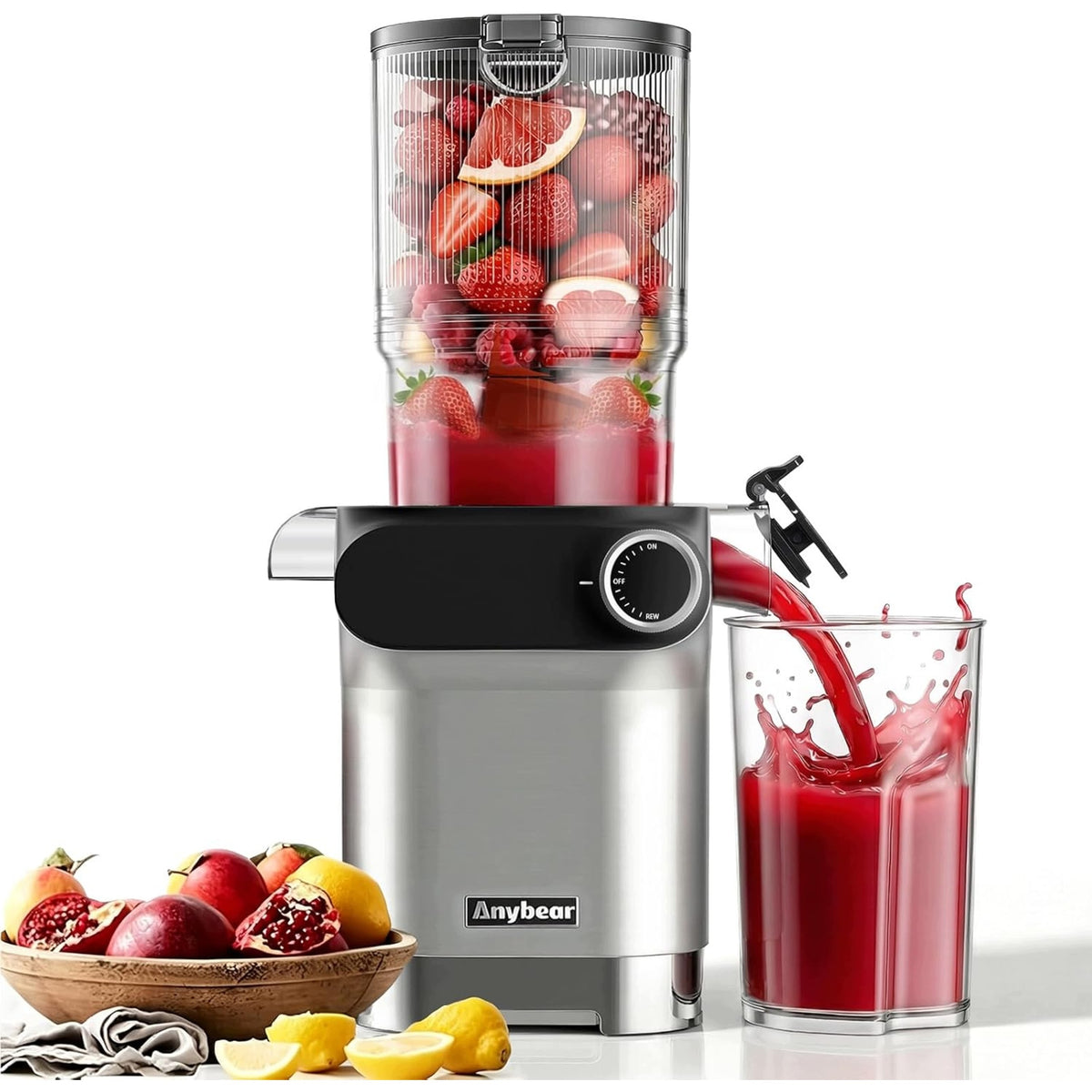 Anybear slow juicer 200W hole 110mm silver
