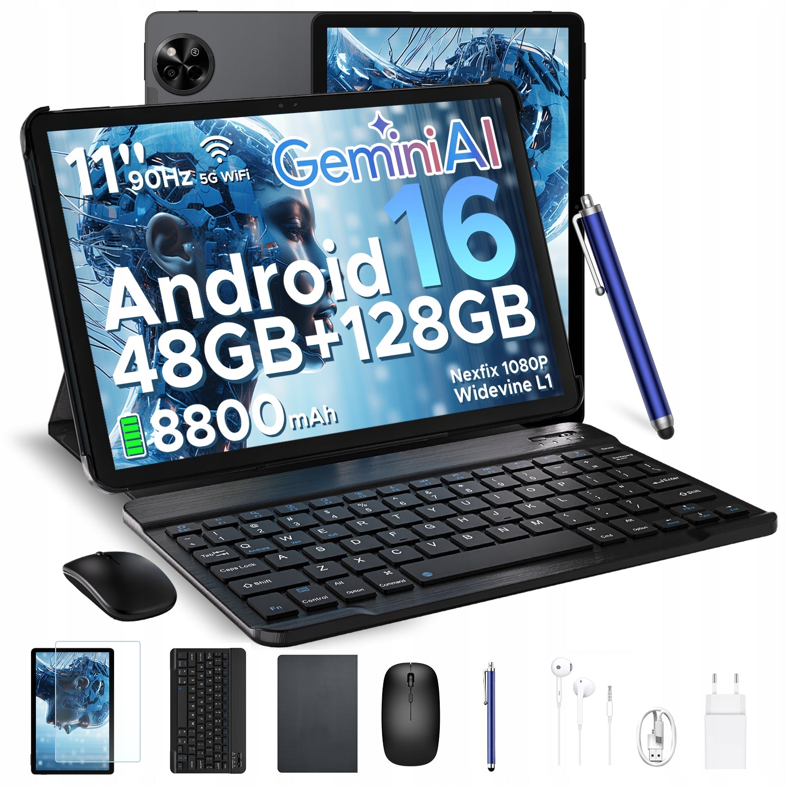 Aorlym AP11 11''Android16 48+128GB 8800mAh Klawiatura 13MP/Tablet/Wi-Fi/GPS