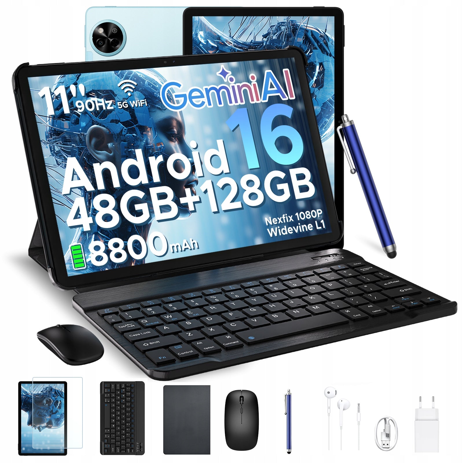 Aorlym AP11 11''Android16 48+128GB 8800mAh Klawiatura 13MP/Tablet/Wi-Fi/GPS