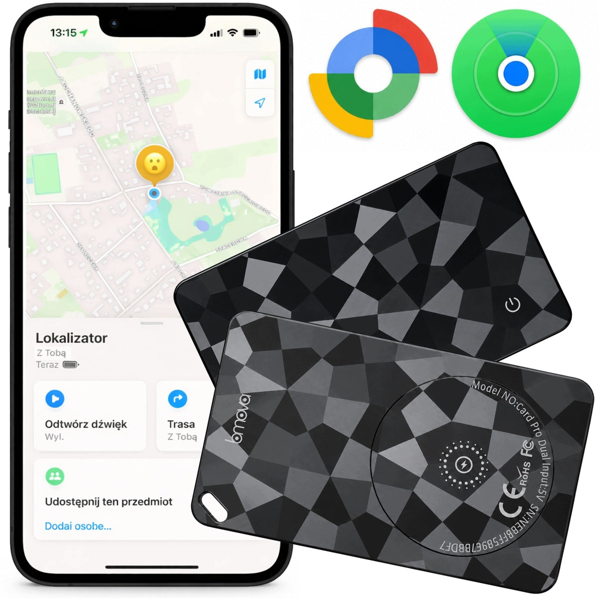 Apple Google Find My Tracker Card for Keys, Backpack, Wallet