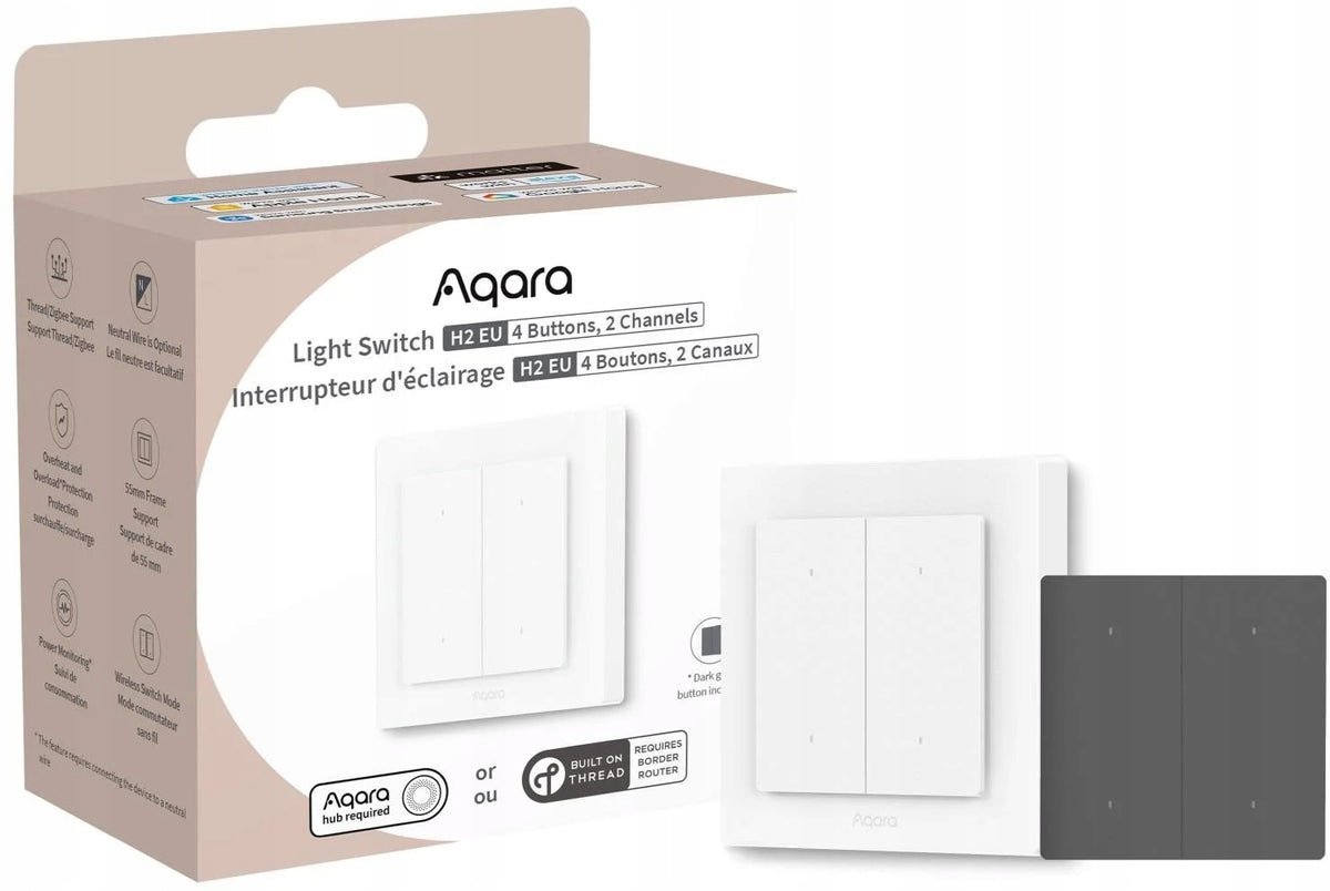 Aqara Light Switch H2 EU | Switch | 4 buttons, 2 channels, offline WS-