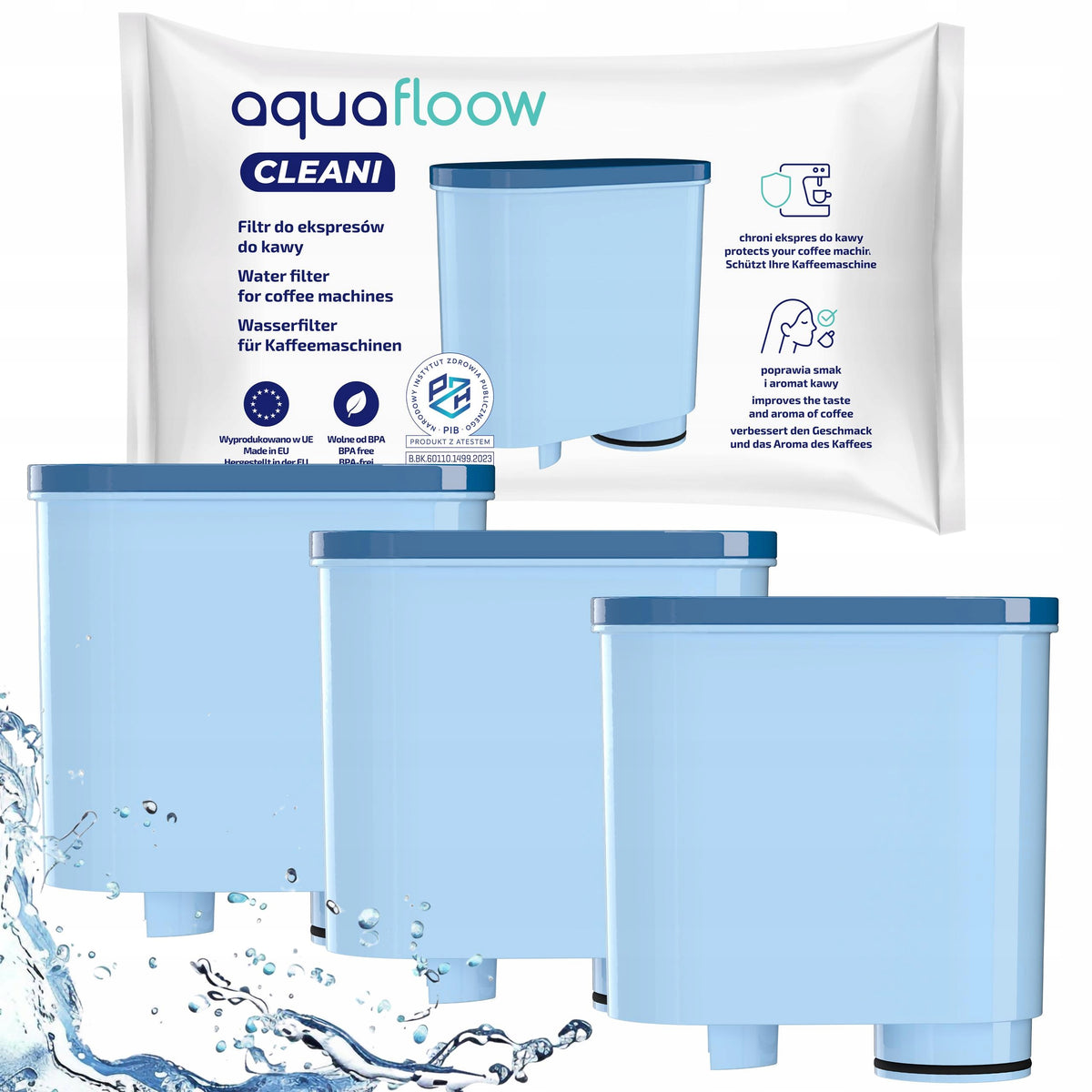 AquaFloow Cleani filter for Philips Latte Go LatteGo Saeco machine 3 pieces