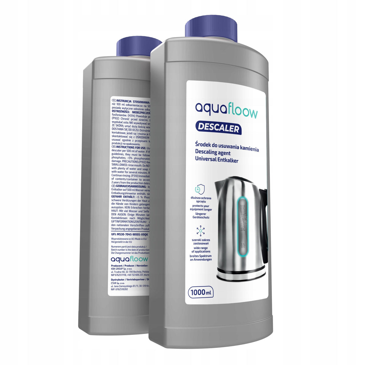 AquaFloow Descaler - large universal descaler for espresso machine and household appliances 1l Packaging status original