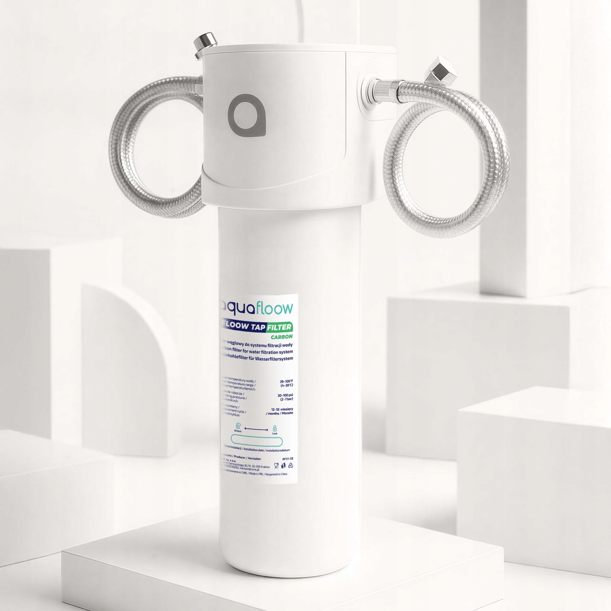 AquaFloow Sink Water Filter for Kitchen + Undersink Filter System Packaging status original