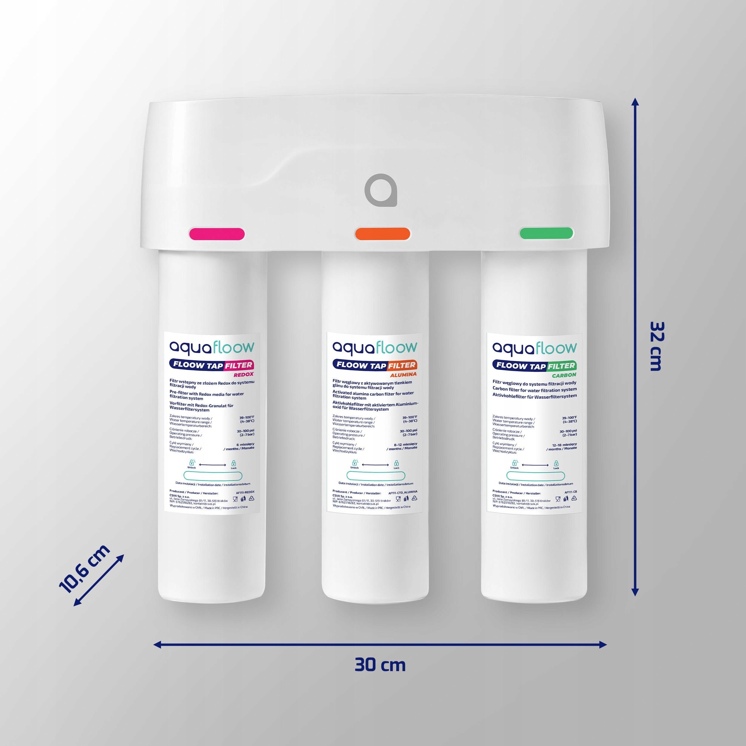 AquaFloow triple under-sink filter system for sink + tap Manufacturer code AF111-3_AF12