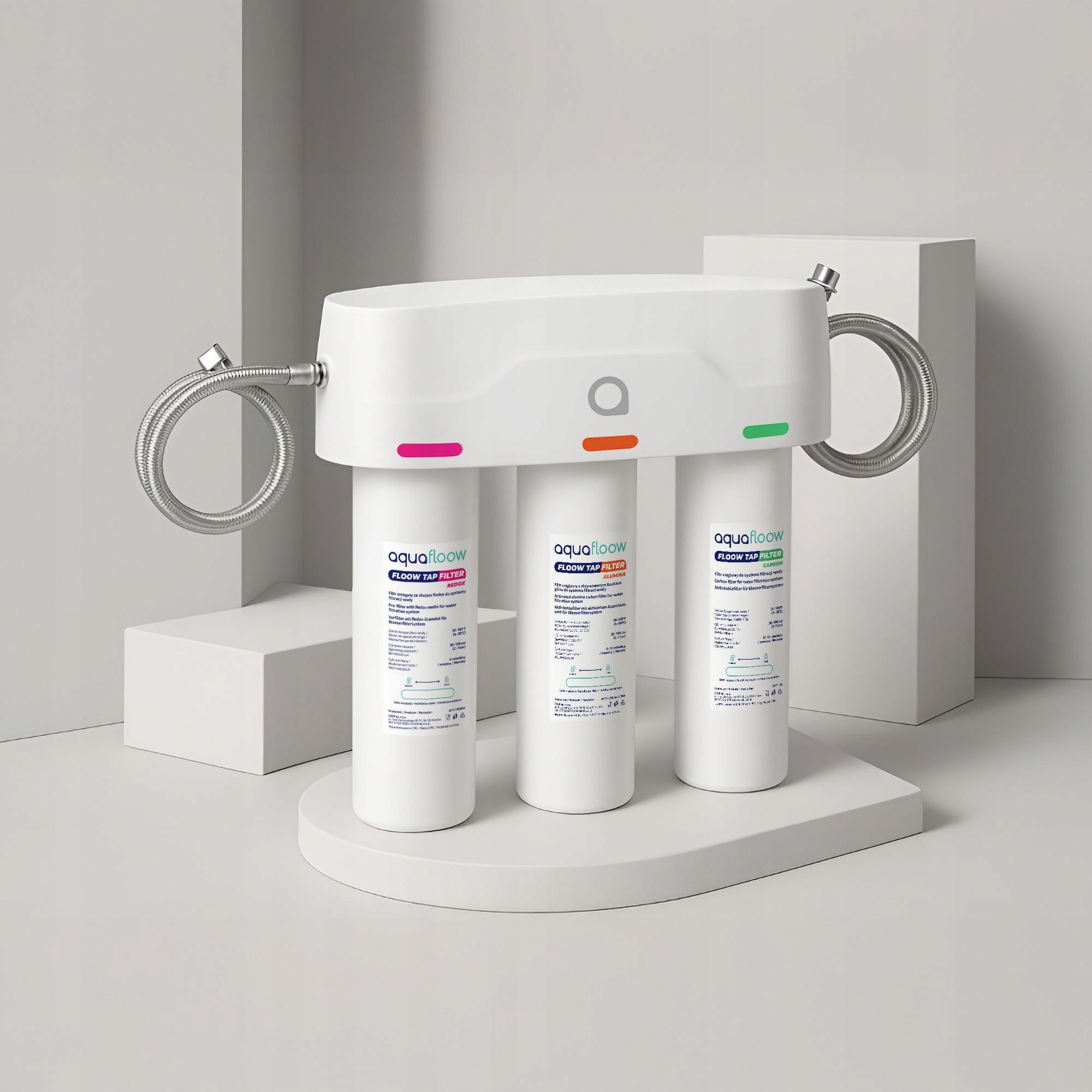 AquaFloow triple under-sink filter system for sink + tap Packaging status original