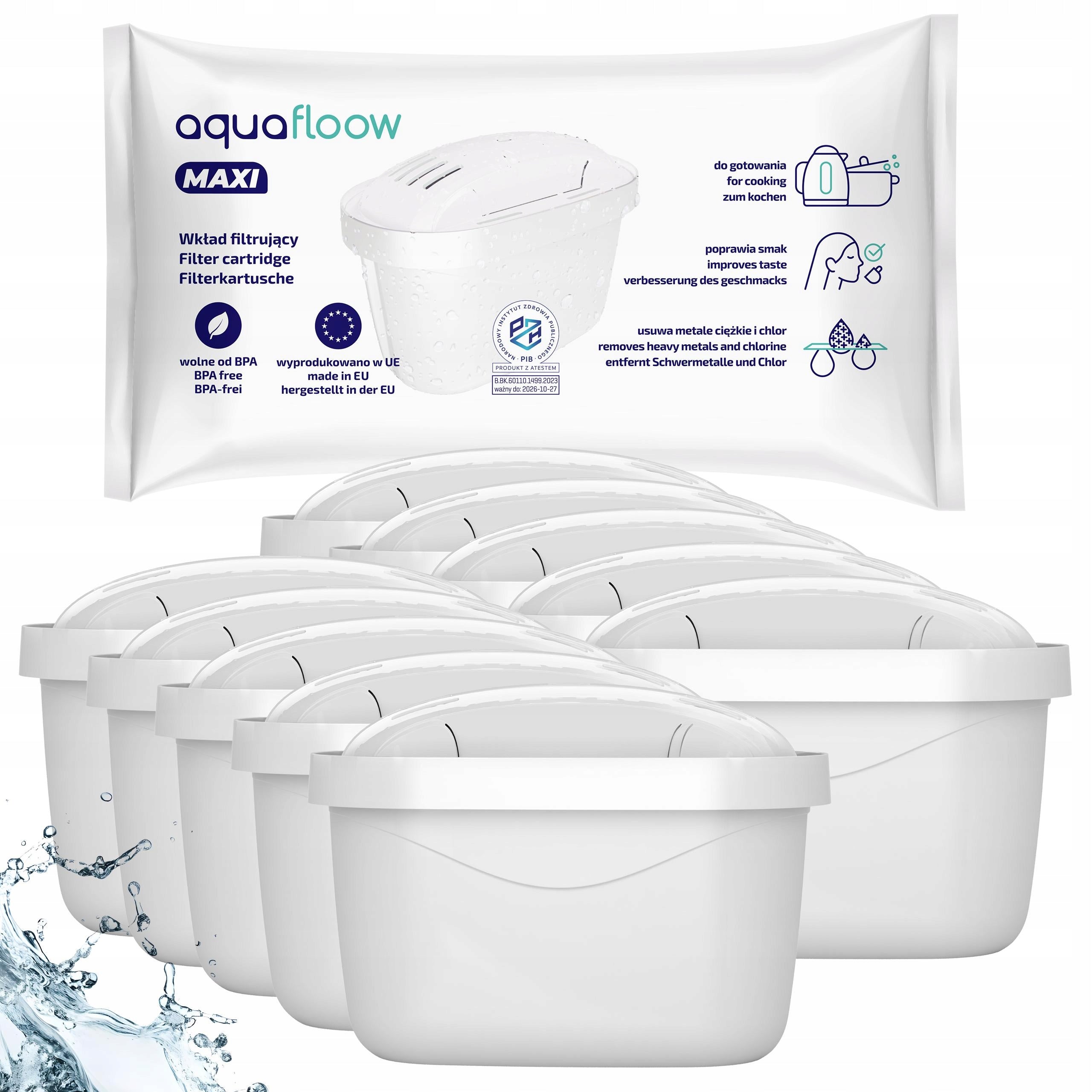 AquaFloow water filter for Brita Dafi filter jug replacement 10 pcs