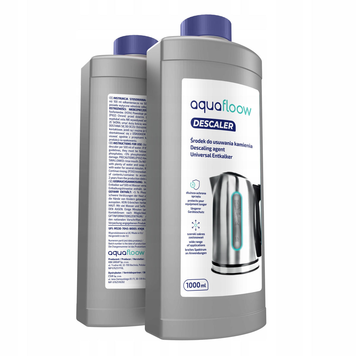 Aquafloow descaler for liquid coffee machine - large universal 2x 1l Packaging status original