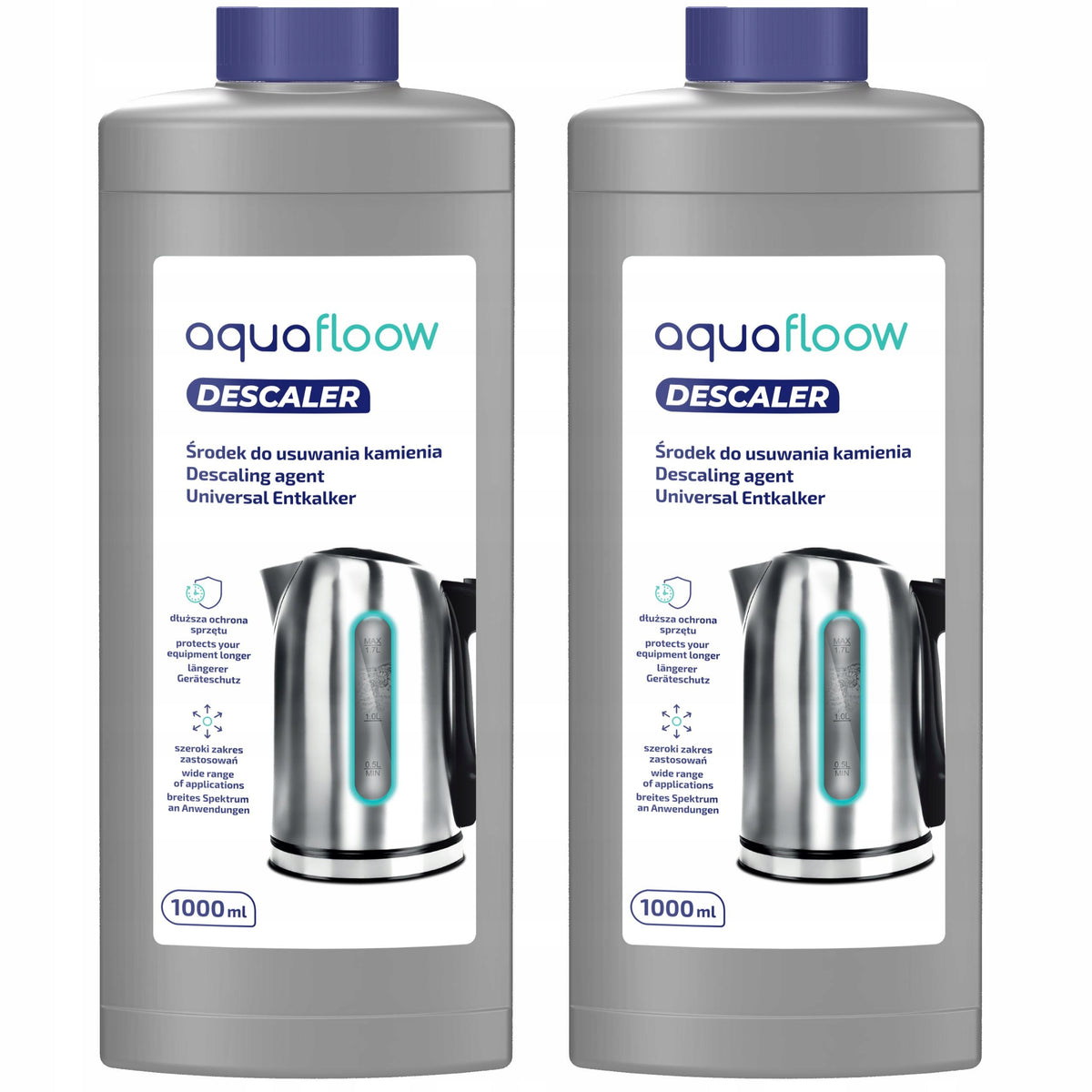 Aquafloow descaler for liquid coffee machine - large universal 2x 1l