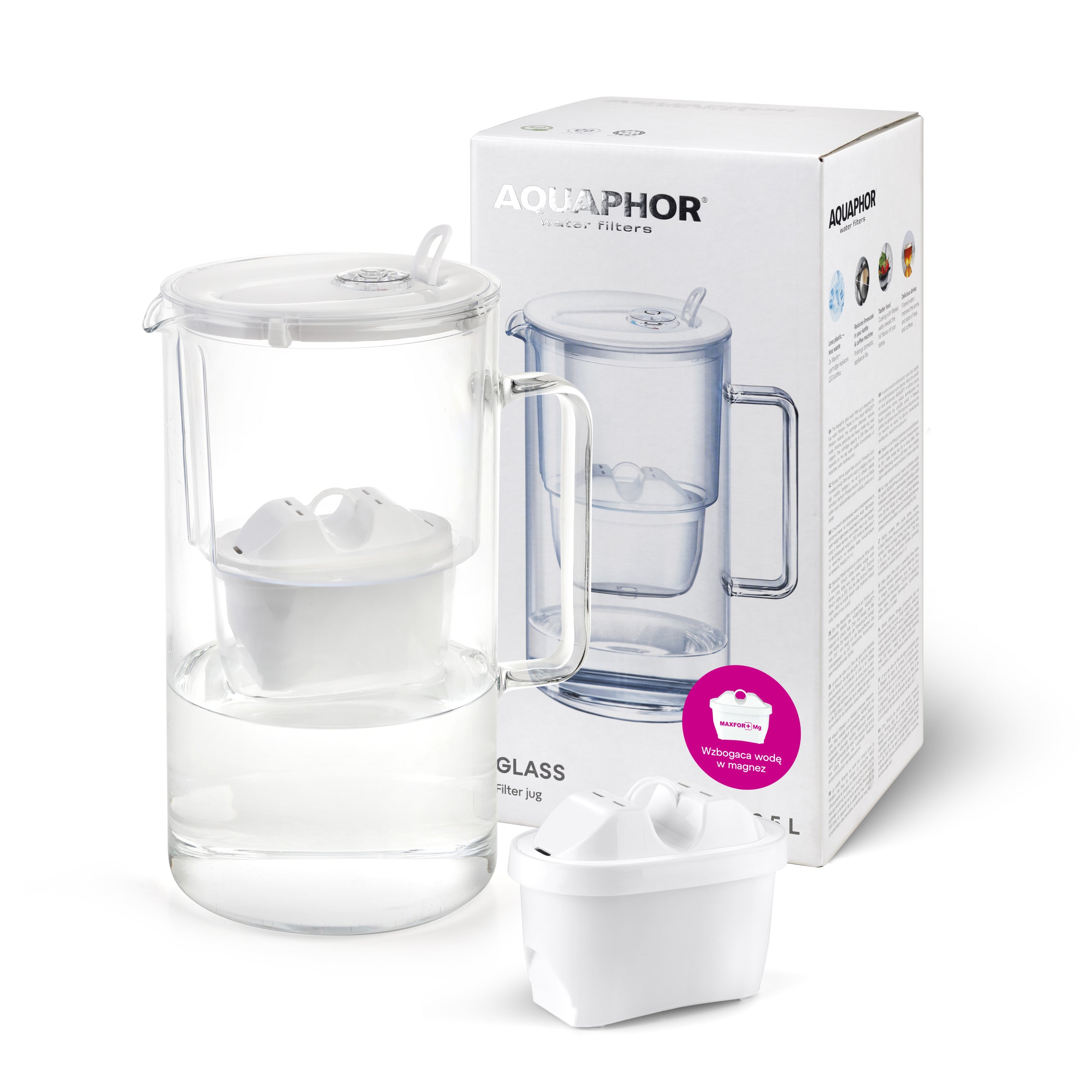 Aquaphor - Glass filter jug - 2,5L - white Manufacturer code szklany Maxfor+