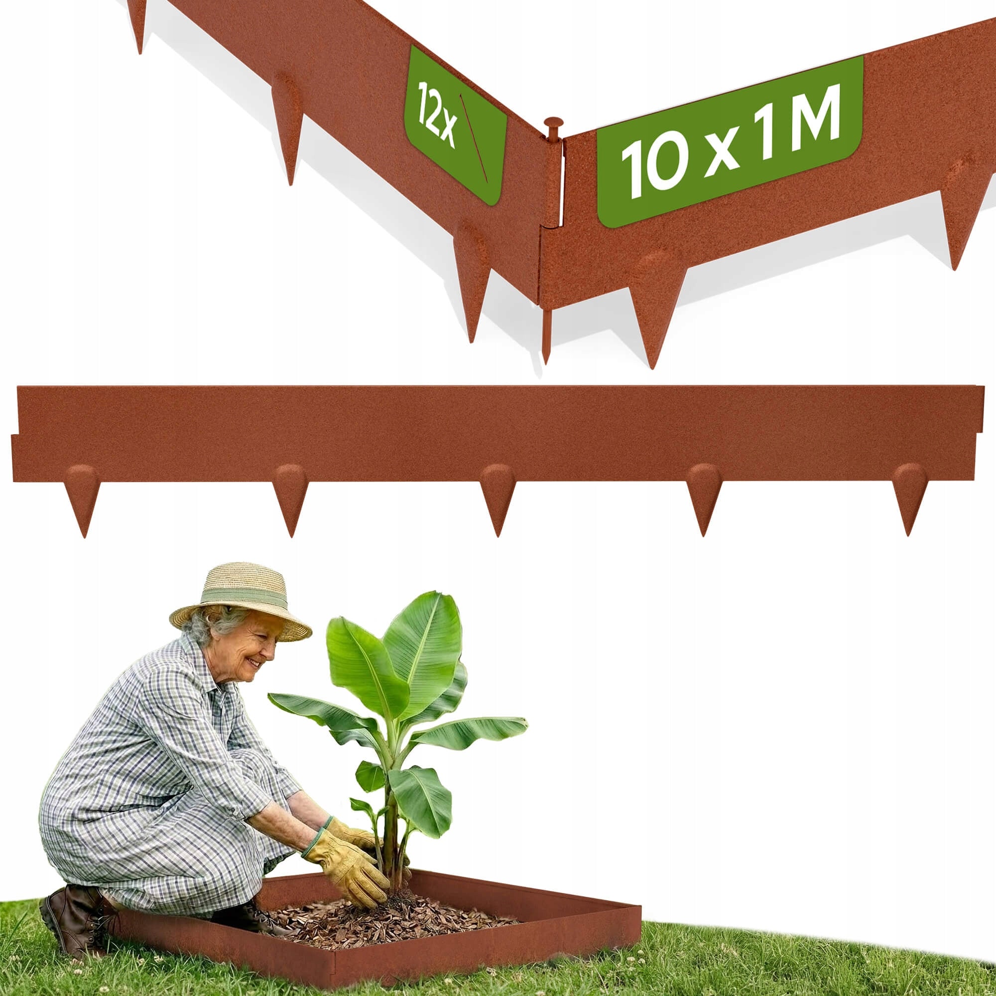 Arebos Corten Steel Lawn Edging 10m Flexible Weatherproof Garden Border Set