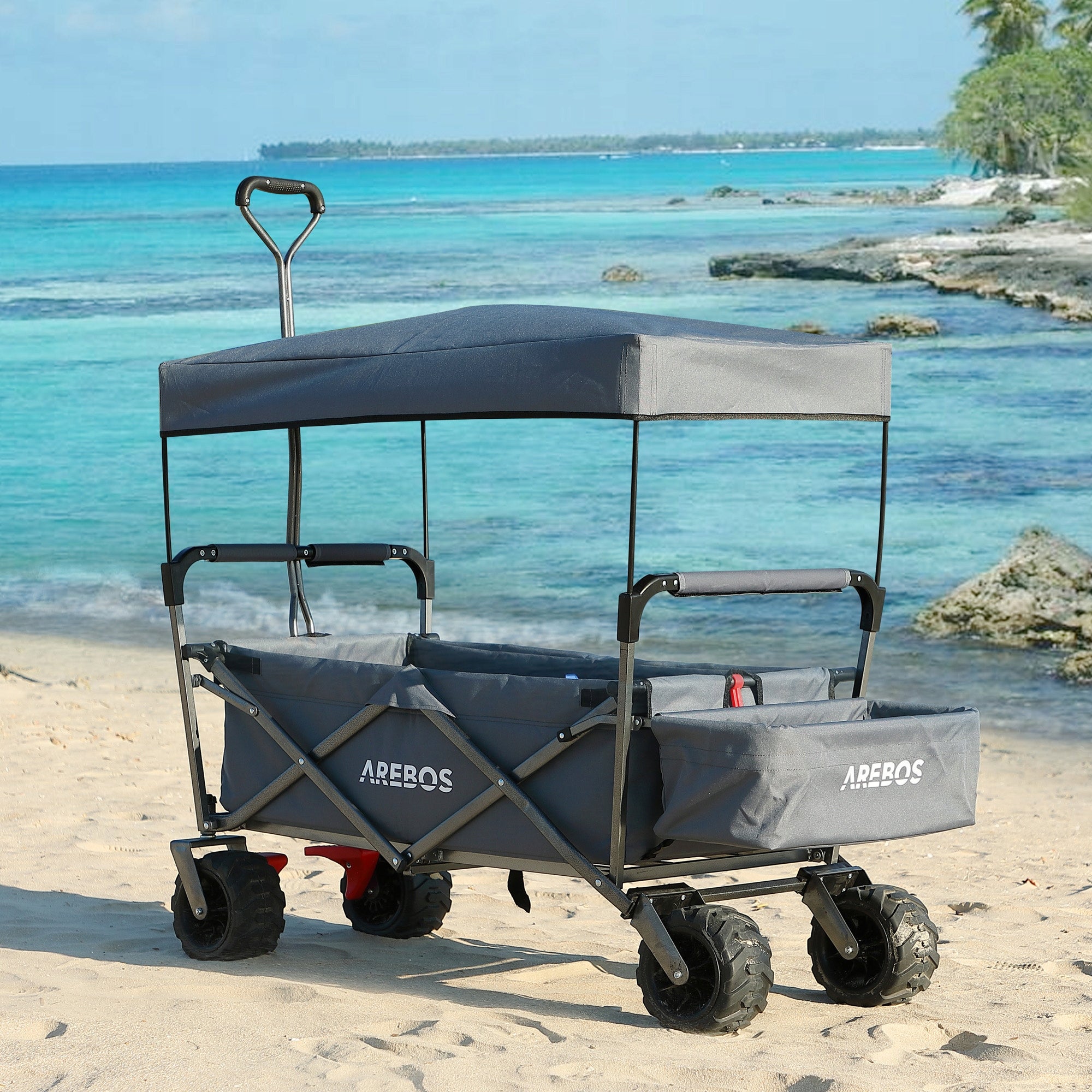 Arebos - Foldable Handcart with Roof | Gray EAN (GTIN) 4260627423347