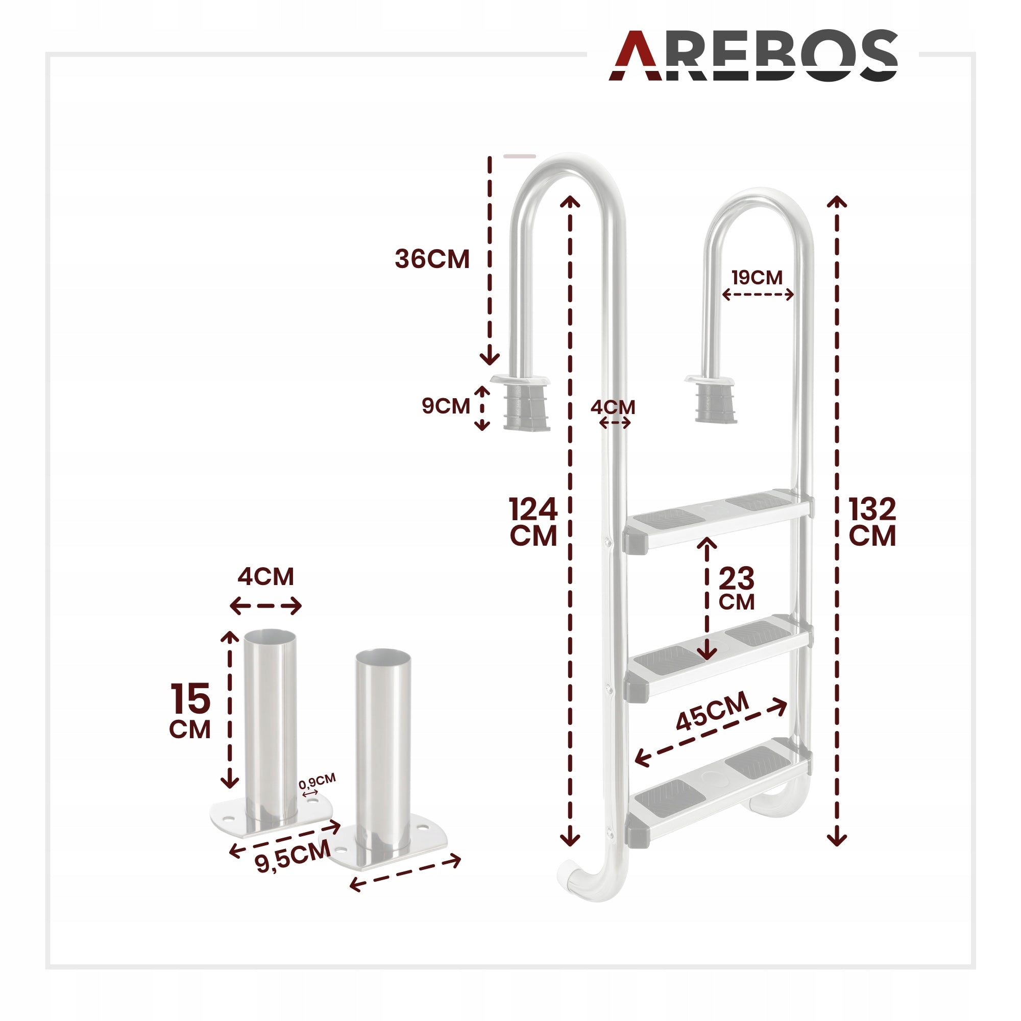 Arebos - Pool ladder 3 steps Manufacturer Arebos