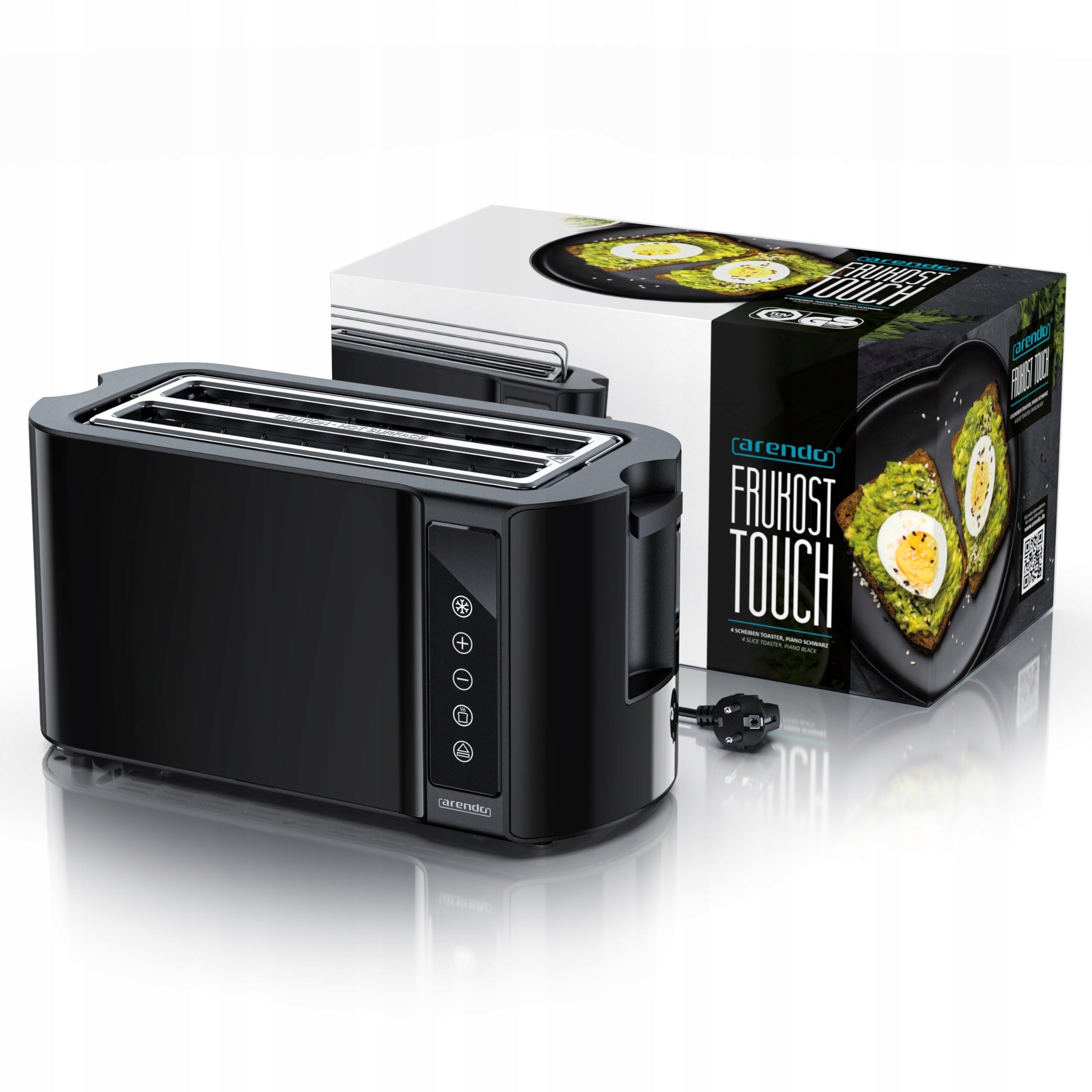 Arendo - Stainless steel toaster with long Power rating 1500 W